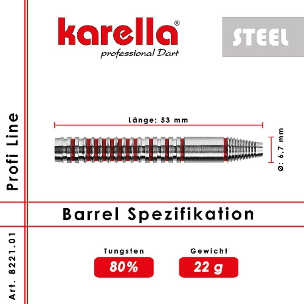 Karella Dartpfeil Line Steelbarrel Tungsten g 22 80% Profi PL-01