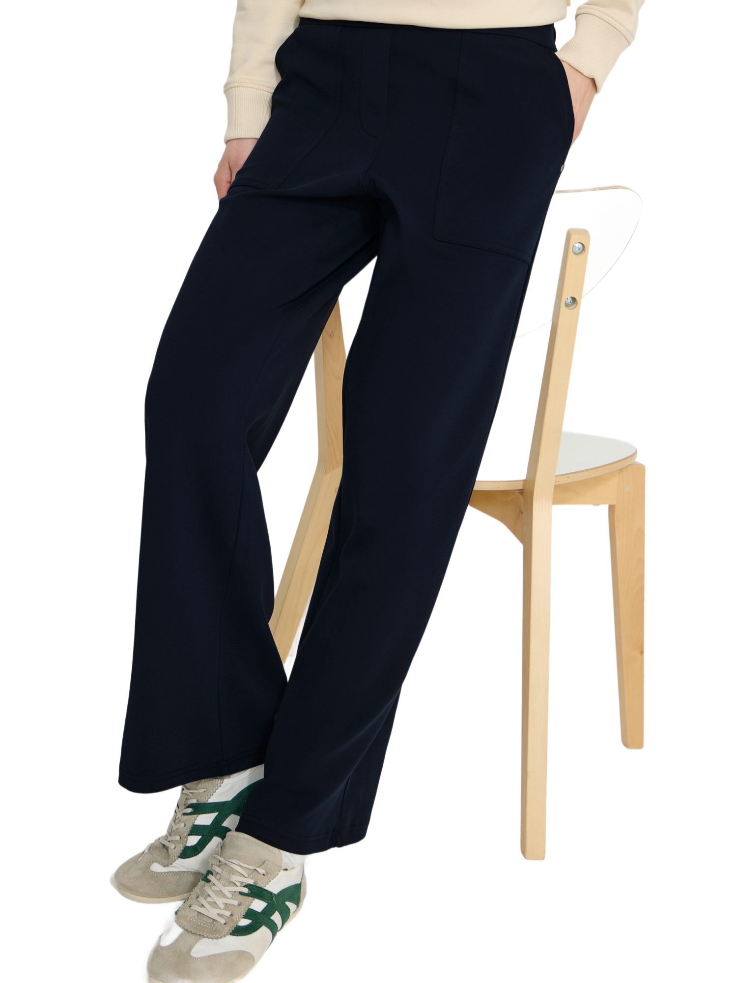 CECIL Stoffhose schwarz, Casual, Modal, Unifarben, Wide Leg, Hoch