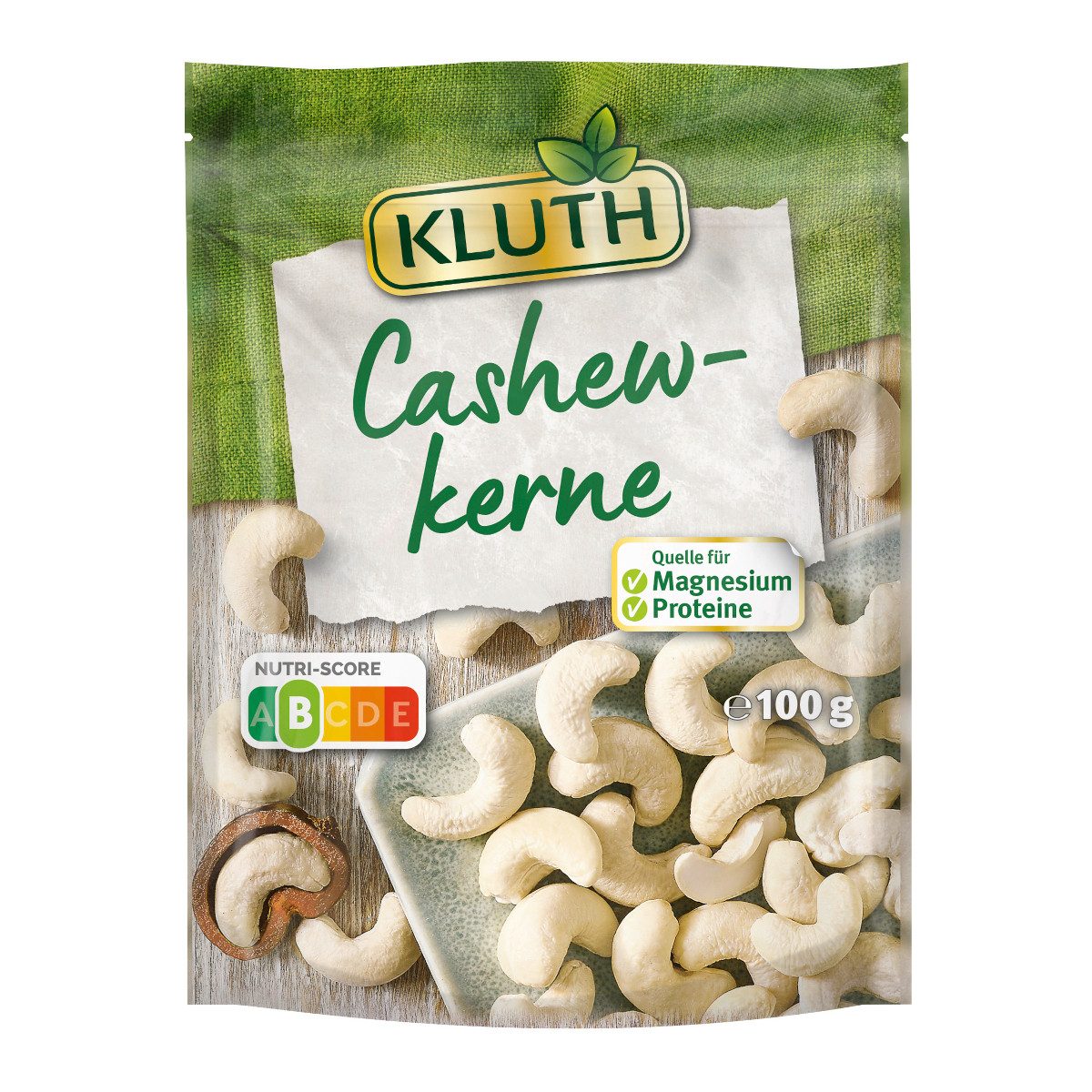 KLUTH Knabberei, Kluth Cashewkerne essfertig mild-nussigen Genuss Packung 100g