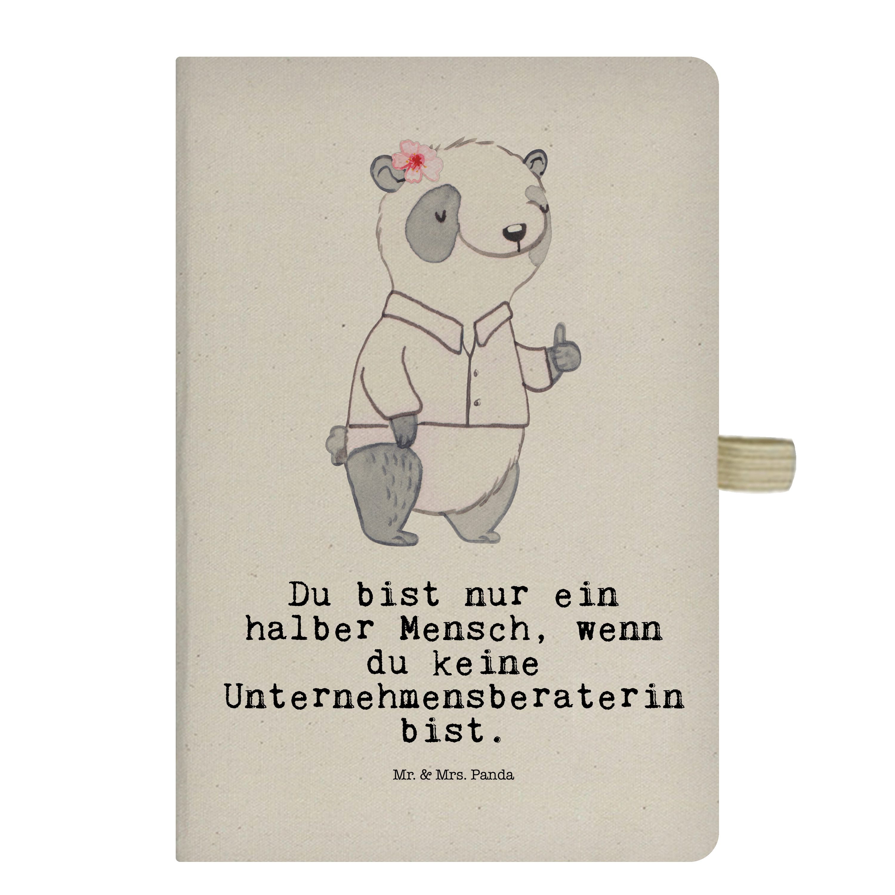 Mr. & Mrs. Panda Notizbuch Unternehmensberaterin mit Herz - Transparent - Geschenk, Kladde, Absc Mr. & Mrs. Panda