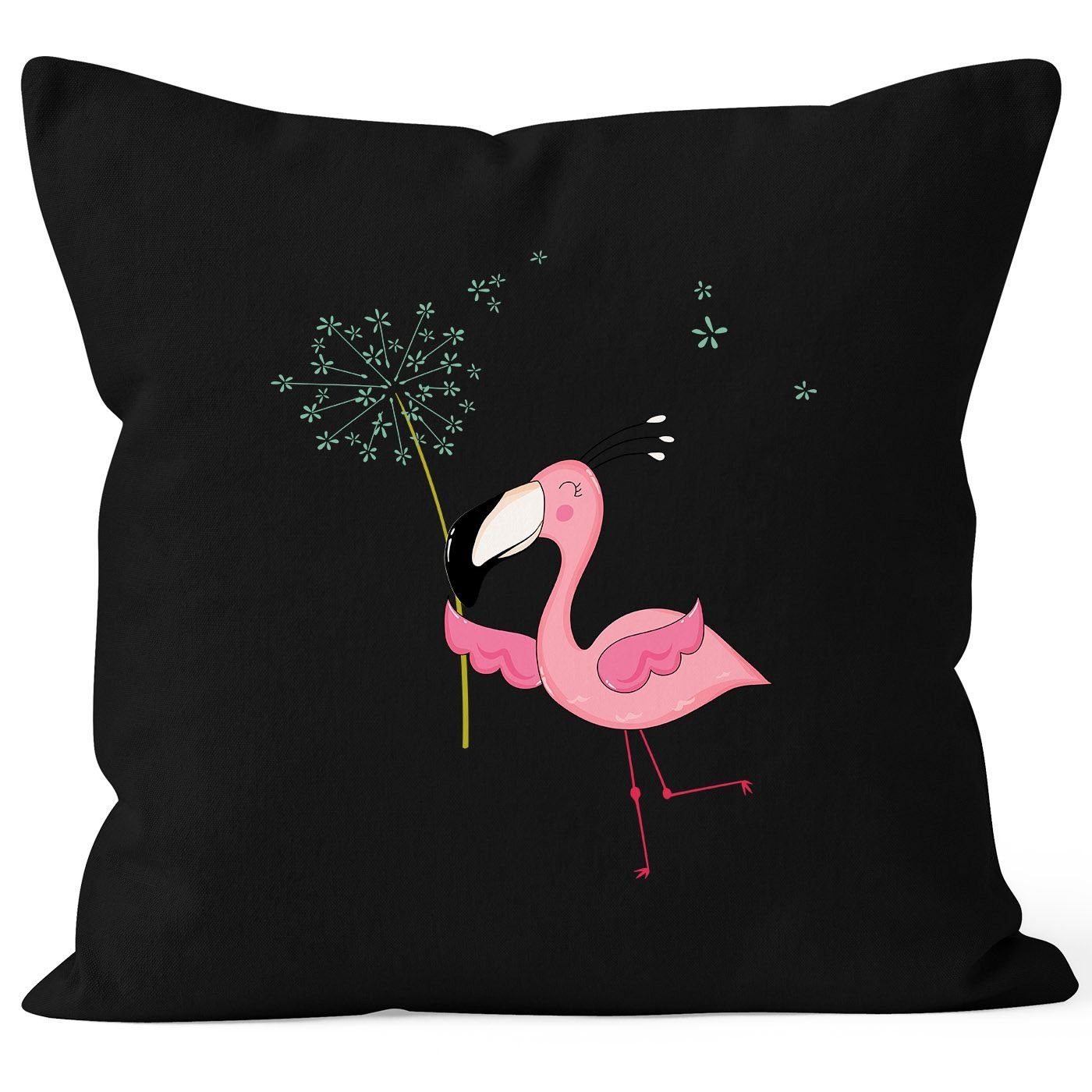 Dekokissen Flamingo Kissen-Bezug schwarz Baumwolle MoonWorks Pusteblume Dandelion MoonWorks® Deko-Kissen Kissen-Hülle