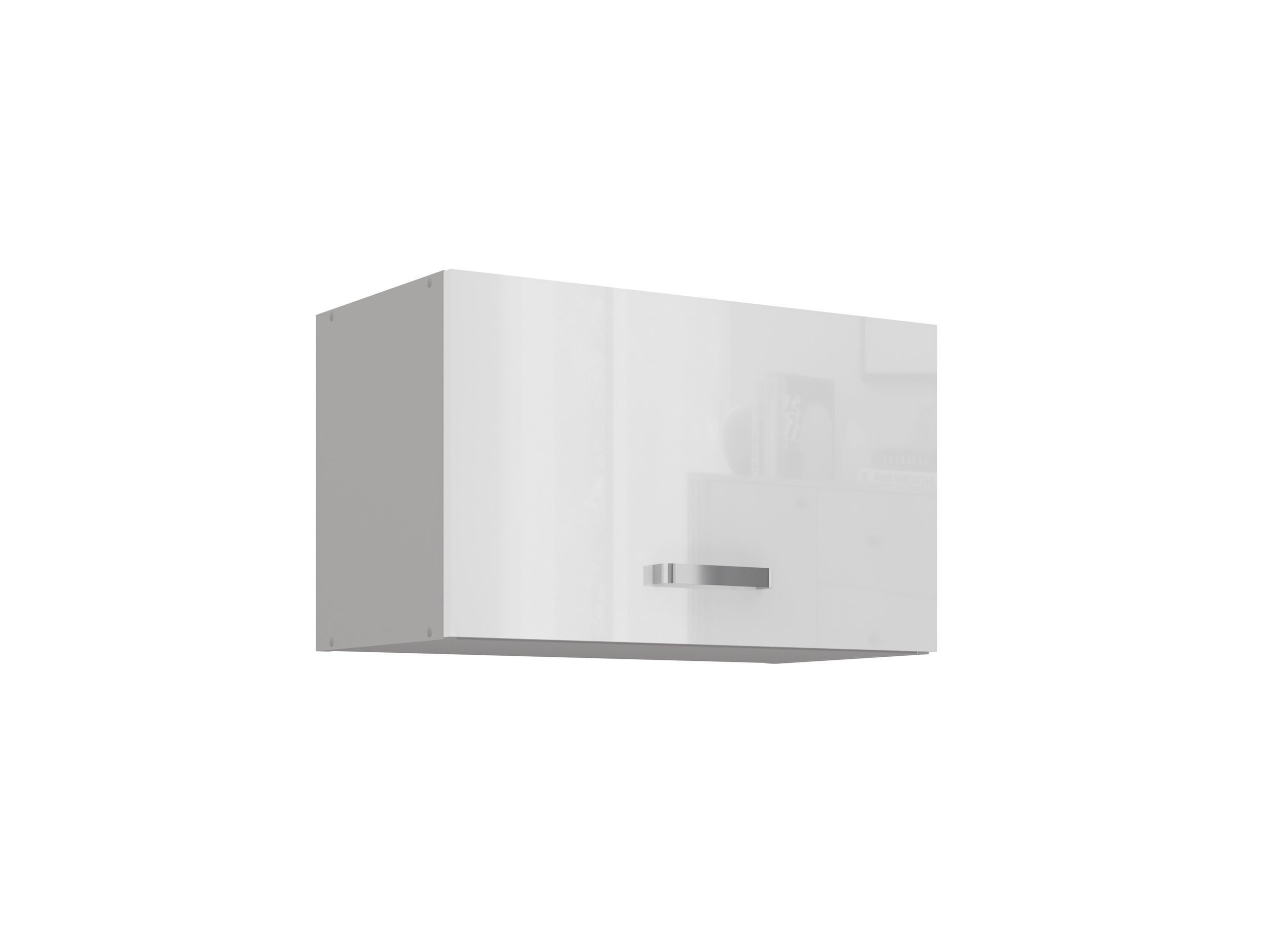 Hängeschrank 60 cm Küche Bianca Weiß Hochglanz + Grau Küchenzeile Küchenblock