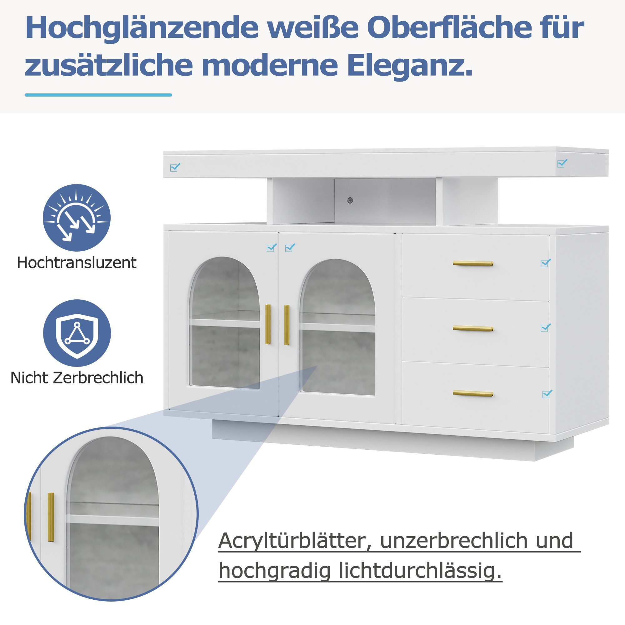 Merax Sideboard mit Hochglanzfront, Kommode mit günstig online kaufen