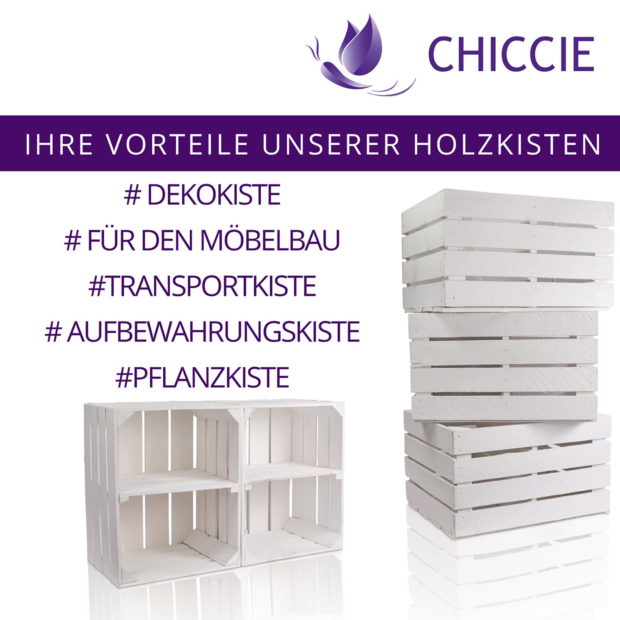 CHICCIE Holzkiste Regale Weiß 50x40x30cm - Kisten Weinkisten (1 St) günstig online kaufen