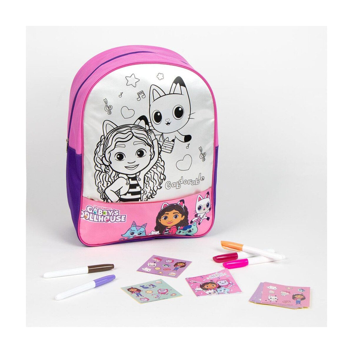 Gabby's Dollhouse Kinderrucksack Gabby’s Dollhouse Rucksack 38cm Färbbar Tasche Set (1-tlg)