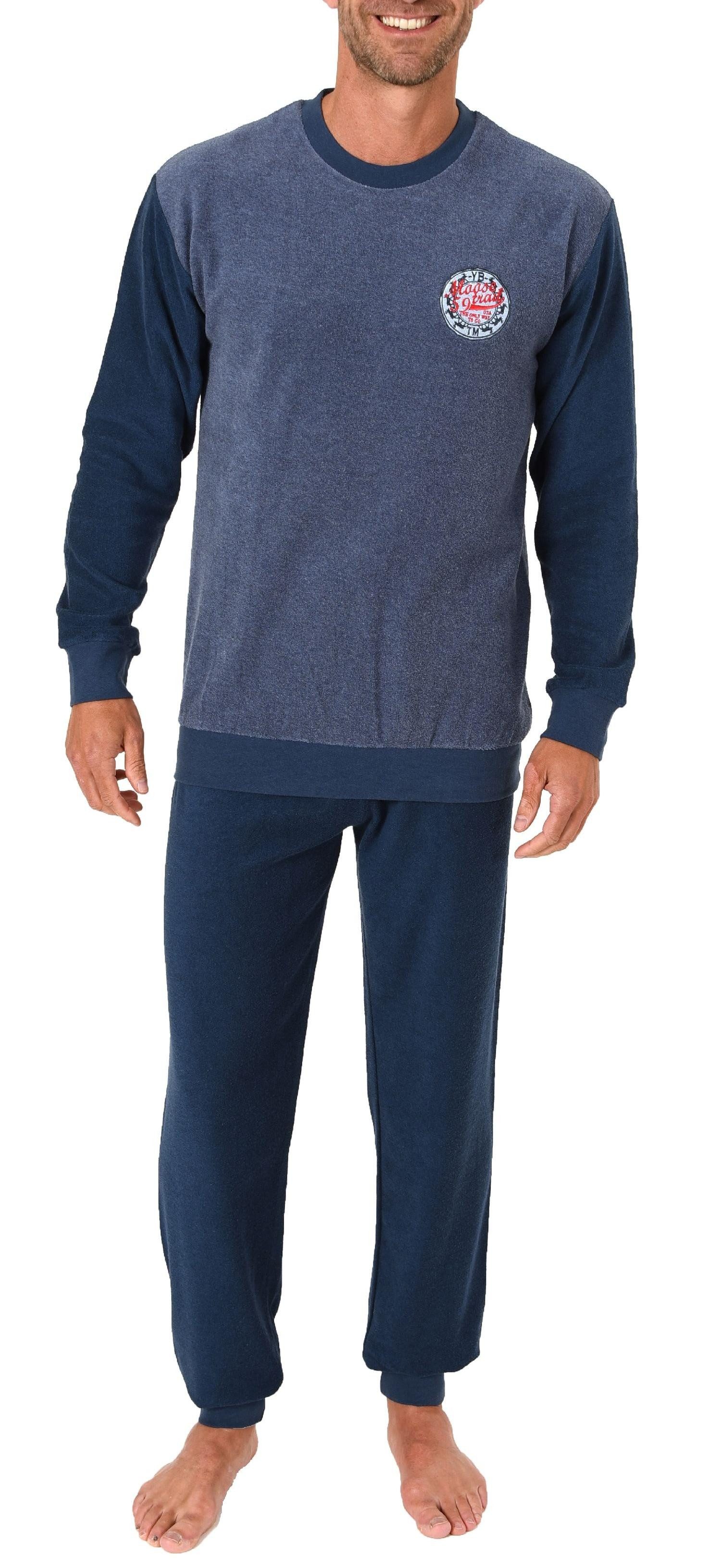 Pyjama Langer Herren Frottee Pyjama, Schlafanzug mit Bündchen - 291 13 574