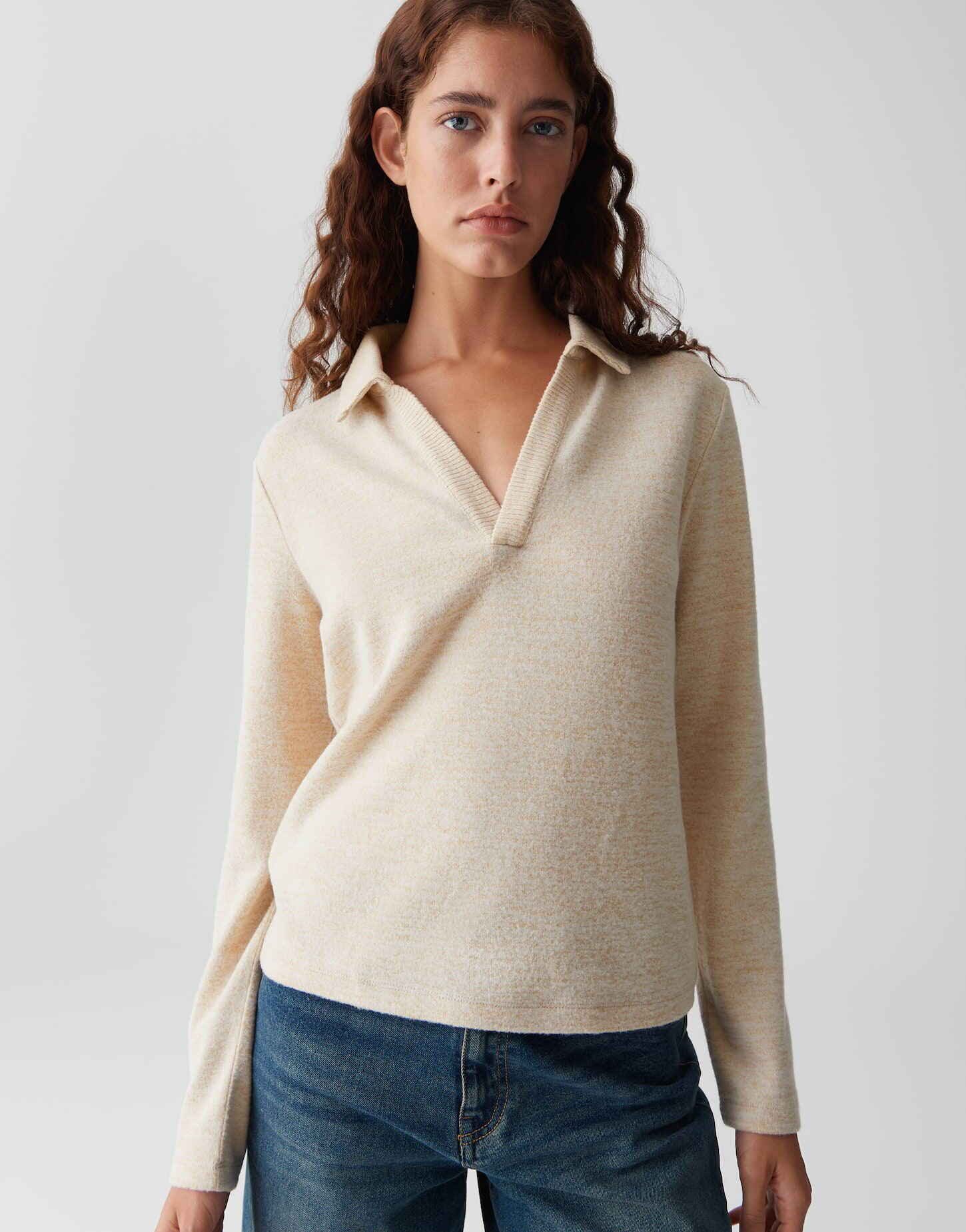 OPUS Langarm-Poloshirt SOPIFA mit Polokragen Polokragen, flauschiger Griff, günstig online kaufen