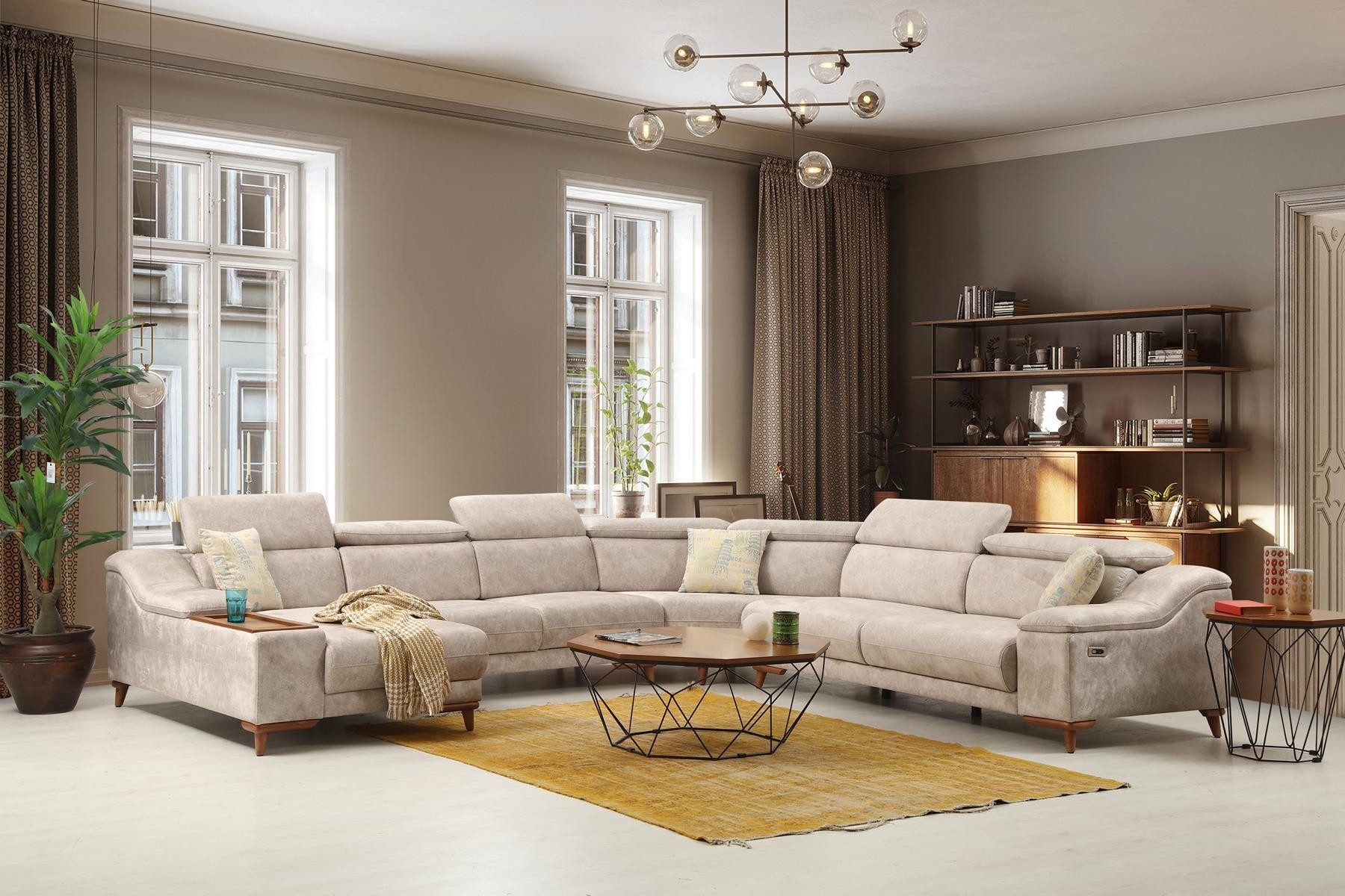 JVmoebel Wohnlandschaft U-förmige Wohnlandschaft mit Bluetooth-Soundsystem und USB-Anschlüssen, Made in Europa