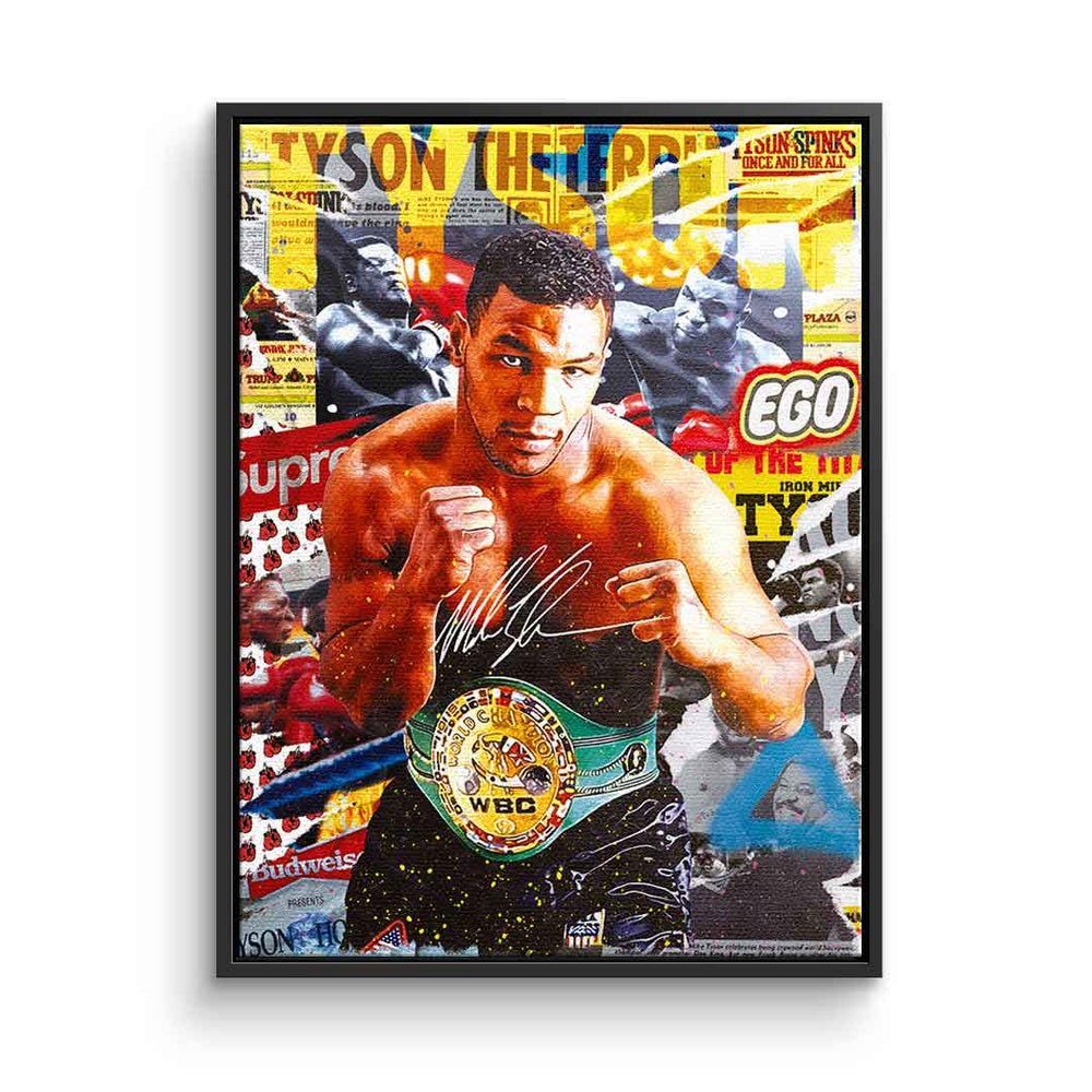 Mike Collage goldener Leinwandbild Leinwandbild Pop Rahmen Art Iron Sport Boxer Tyson Mike Mike, DOTCOMCANVAS® Iron