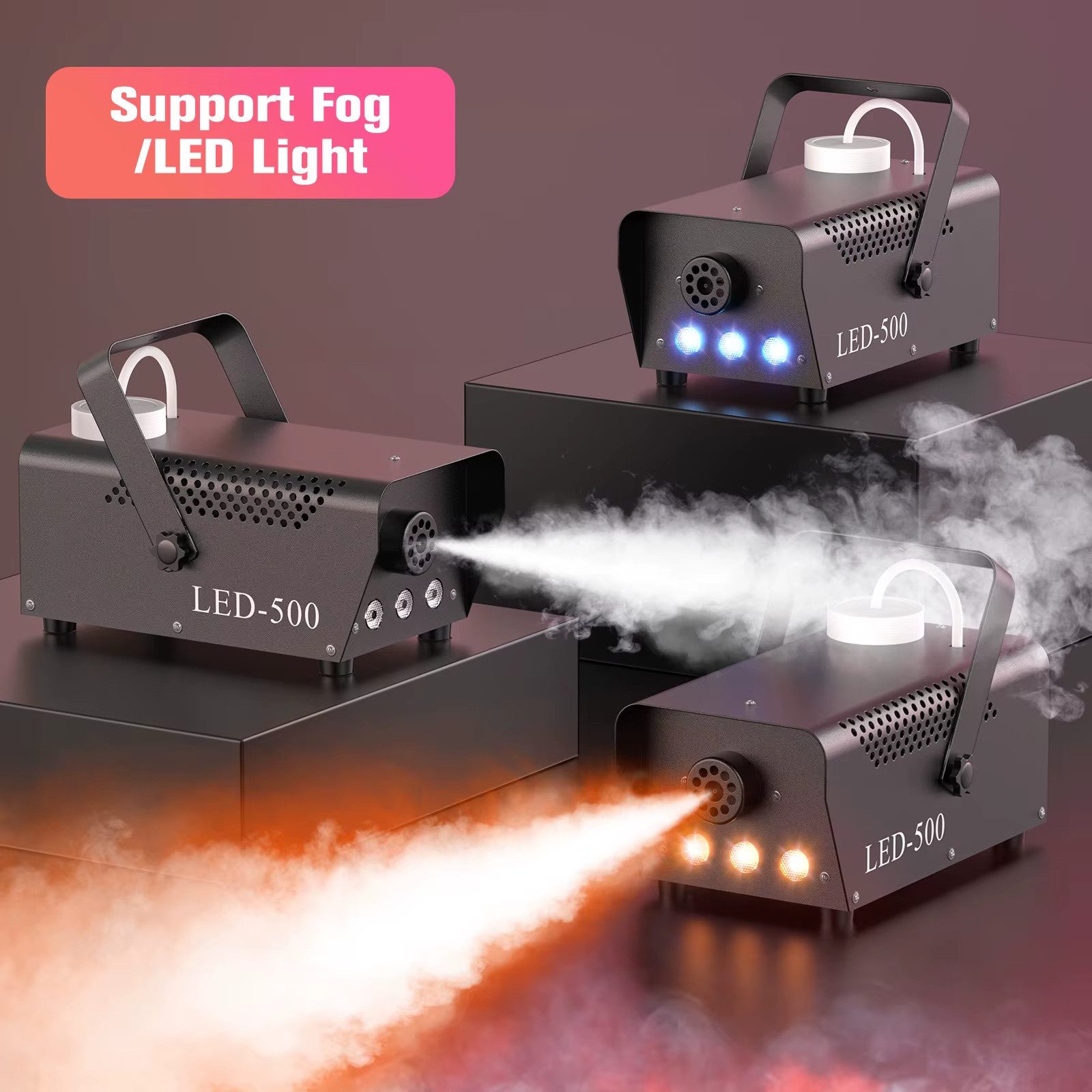 Athlix LED Studiobeleuchtung Nebelmaschine RGB 3 LED mit Fernbedienung für DJ Nebel Maschine, Ideal für Partys, Veranstaltungen, Bühnen