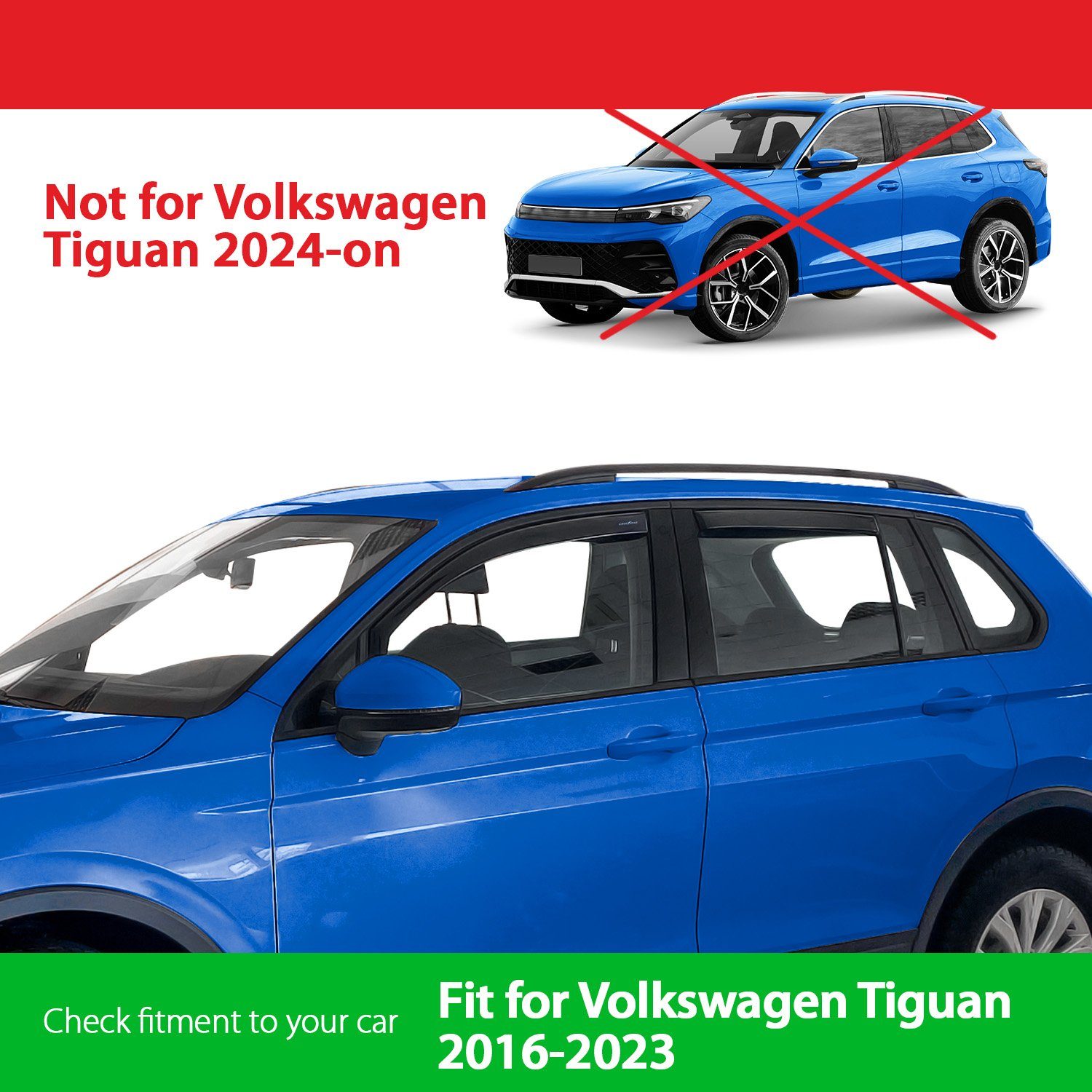 Goodyear Goodyear Tiguan für/kompatible Auto-Fußmatte (4 Volkswagen Windabweiser 2016-2023 St) mit