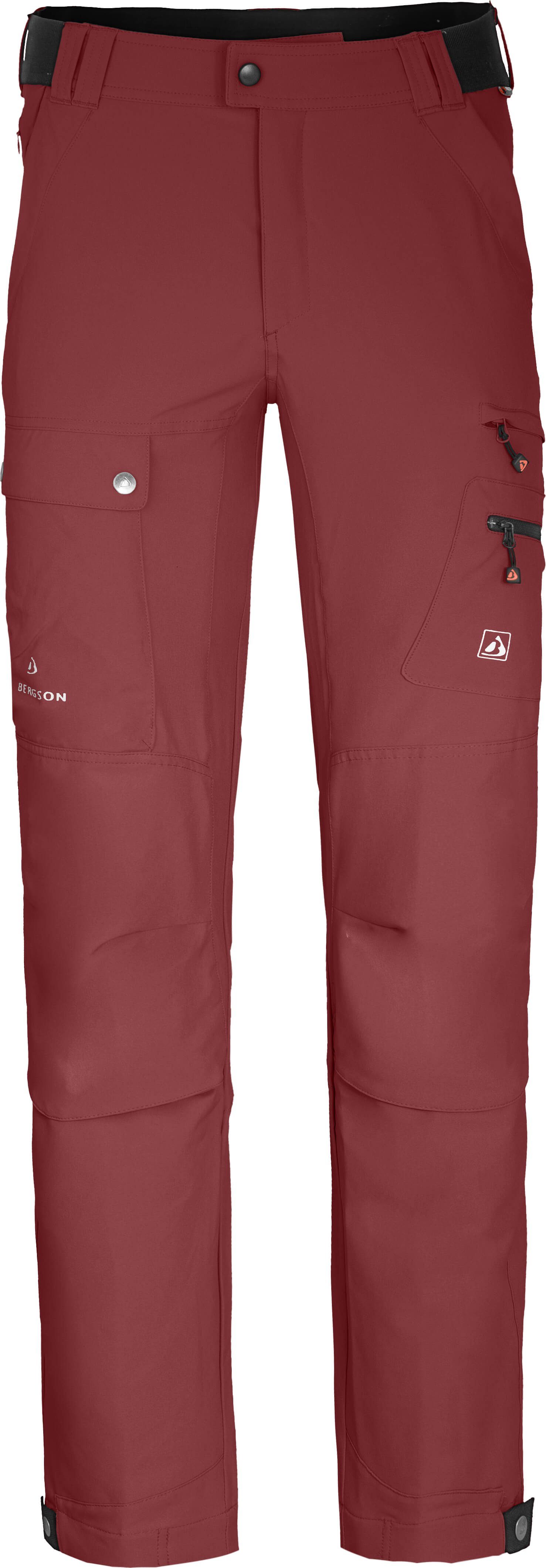 Bergson Outdoorhose FROSLEV COMFORT Herren Wanderhose, recycelt, elastisch, 8 Taschen, Normalgrößen, rot braun
