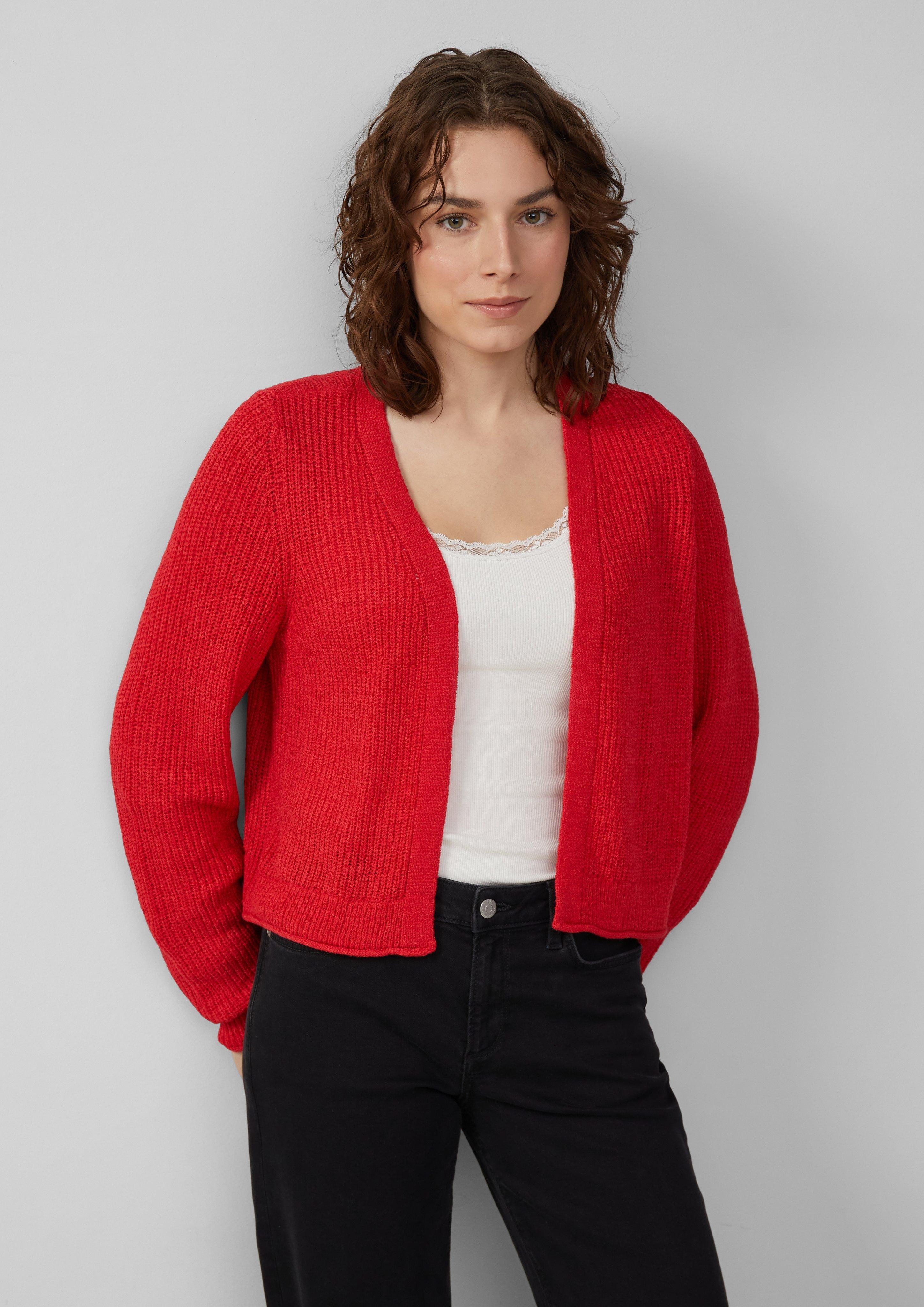 QS Funktionsjacke Strickjacke aus Bändchengarn Rollsaumblende günstig online kaufen