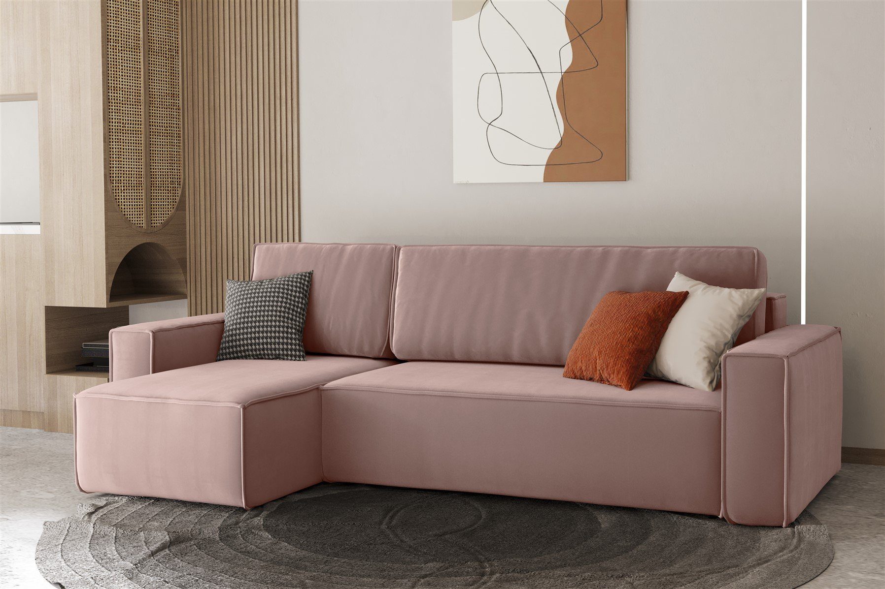 Fun Möbel Ecksofa Ecksofa MARIS mit mane in Stoff Swing, mit Schlaffunktion, Rundumbezug Rosé