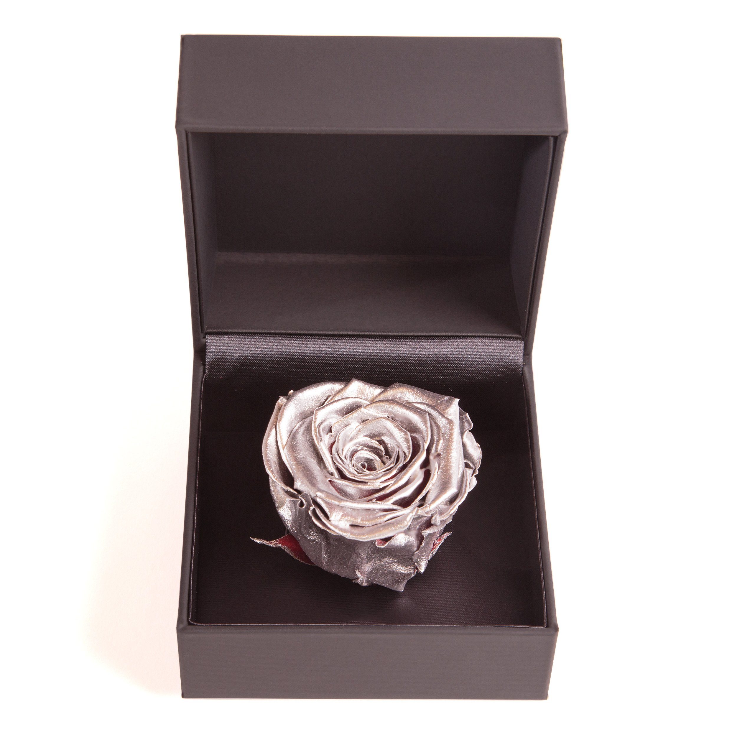 Heidelberg, SCHULZ Höhe Infinity in Rosenbox Rose cm, konserviert Kunstblume Rose, Langlebige Groß Silber Ringbox ROSEMARIE 9 Ringdose Box Rose