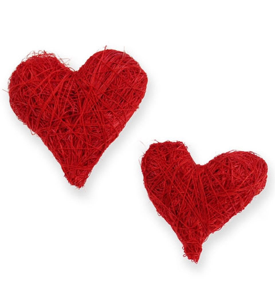 Bastelnaturmaterial Sisalherzen 5-6 cm Rot 24 St - Dekoherzen für Hochzeit, Valentinstag