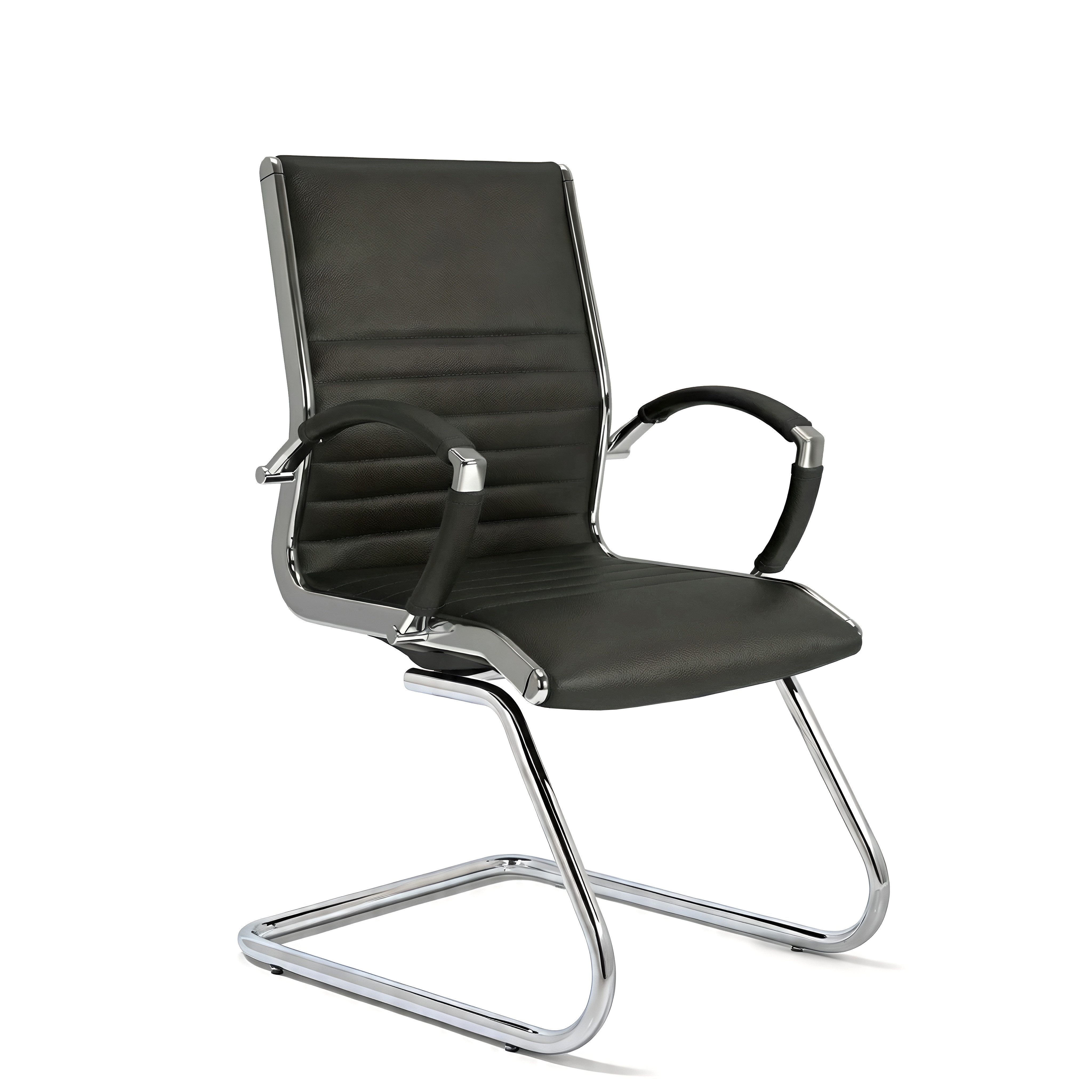 Versee Besucherstuhl VERSEE Montreal Konferenzstuhl Leder, 150kg belastbar, ergonomisch (Freischwinger für Home Office und Büro), mit Lendenstütze, gepolstert, hervoragende Freischwingereigenschaften