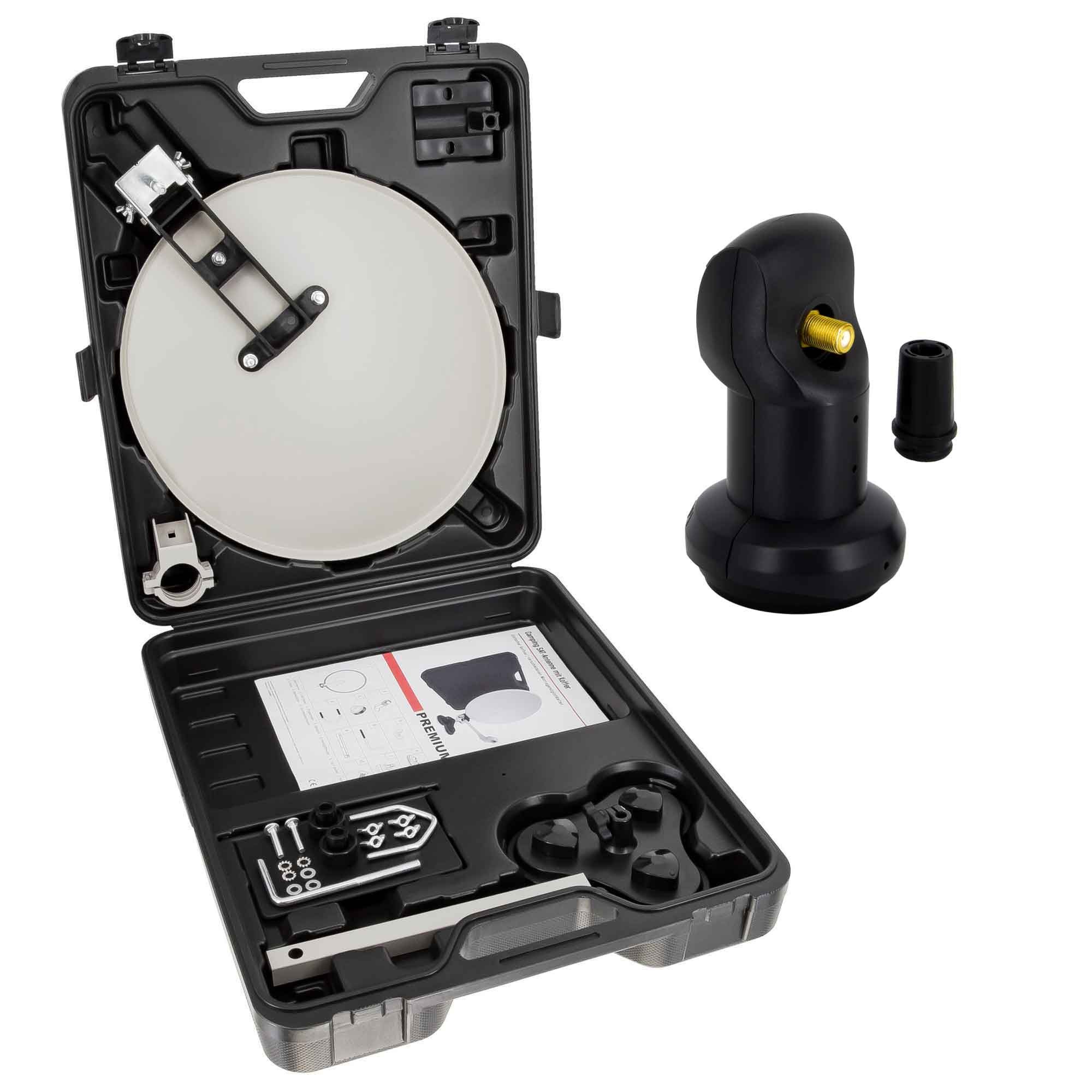 Mobile SAT Anlage Single LNB Tischhalter Masthalter Saugfuß Koffer SAT-Antenne