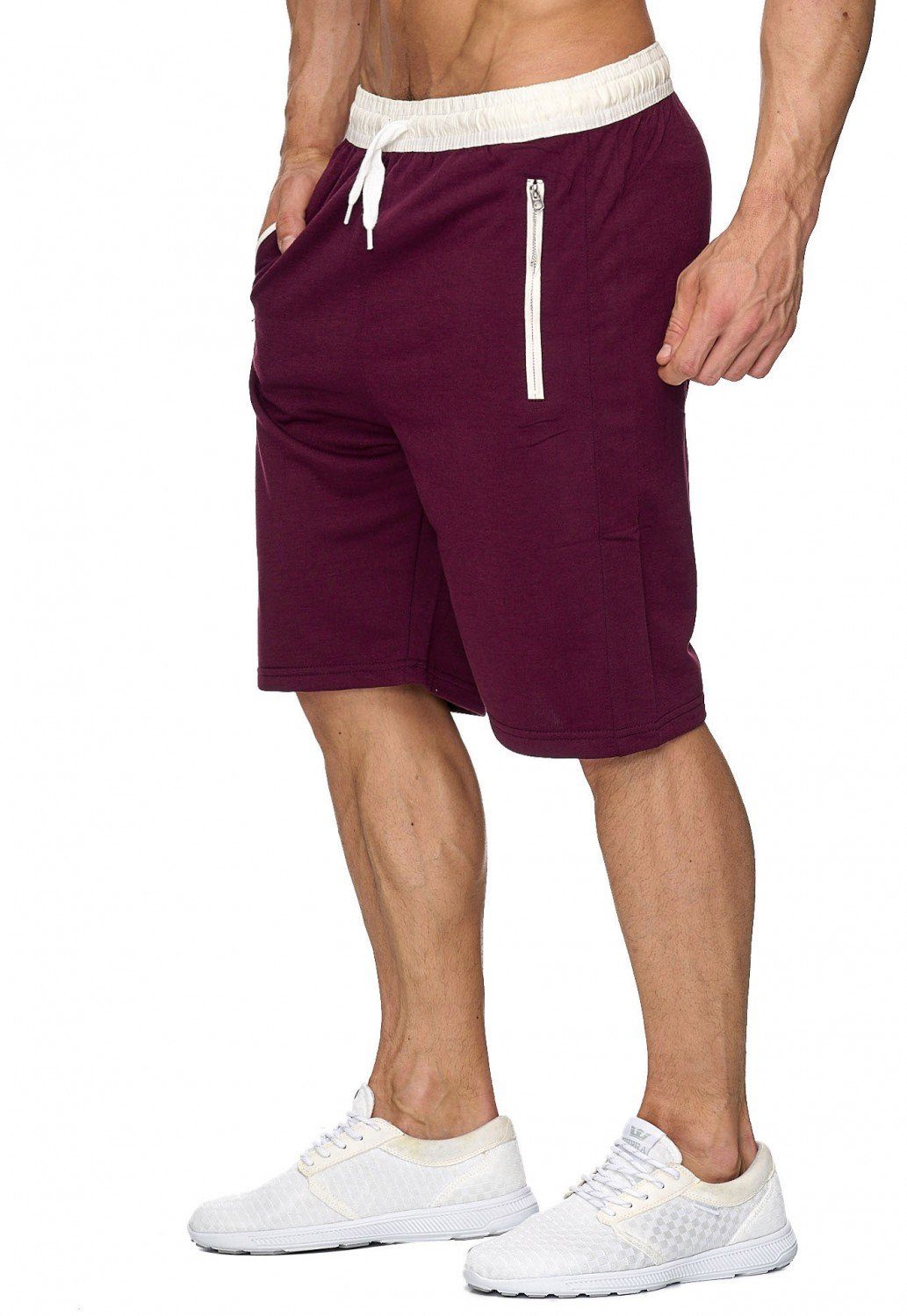 Kurze Bermuda Sweatshorts 1927 Jogging Shorts Rot Sweat Sporthose in (1-tlg) H1927 Egomaxx Hose