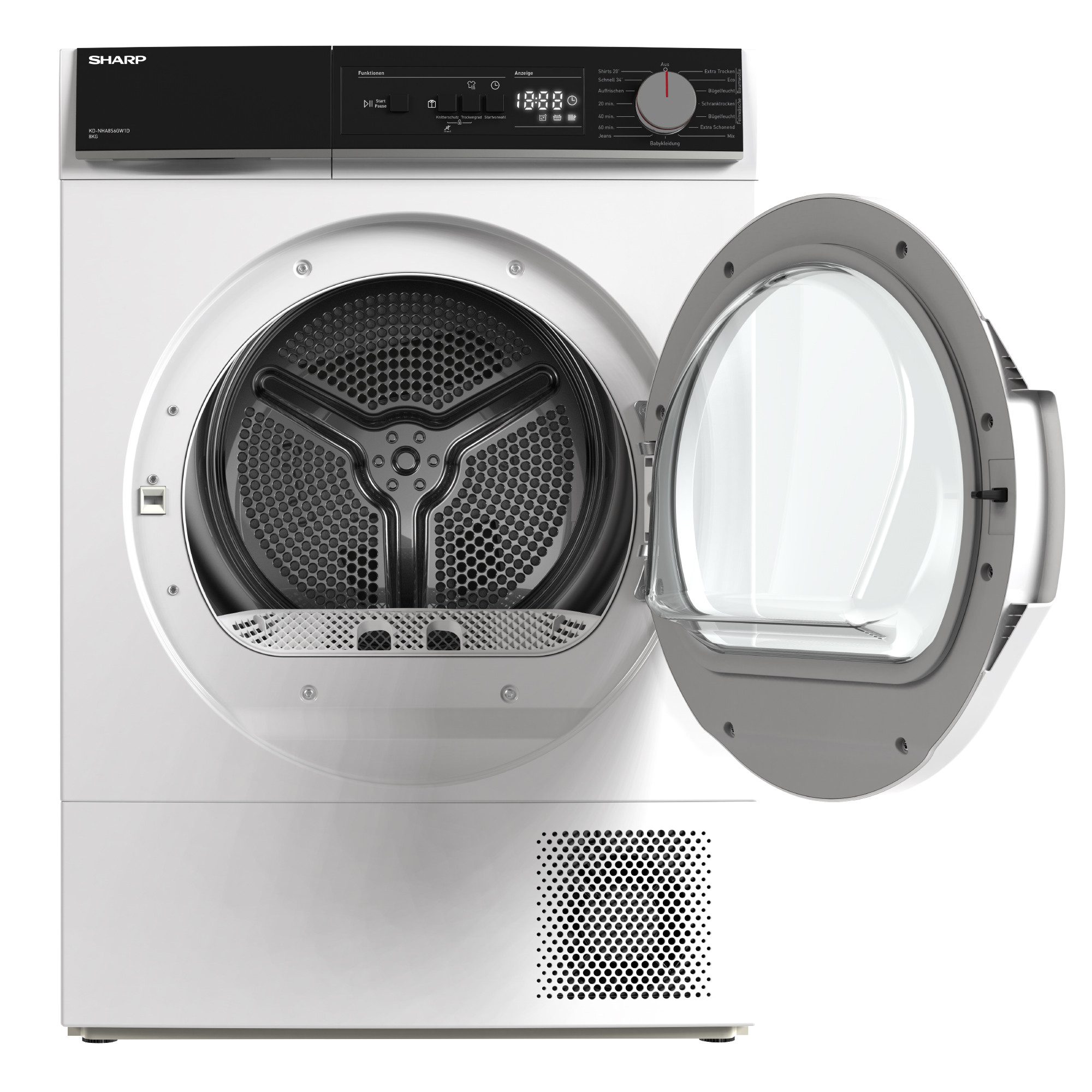 Sharp Wärmepumpentrockner KD-NHA8S6GW1D-DE, BubbleDrum, Zwei-Wege-Schleudern, WaveCabinet