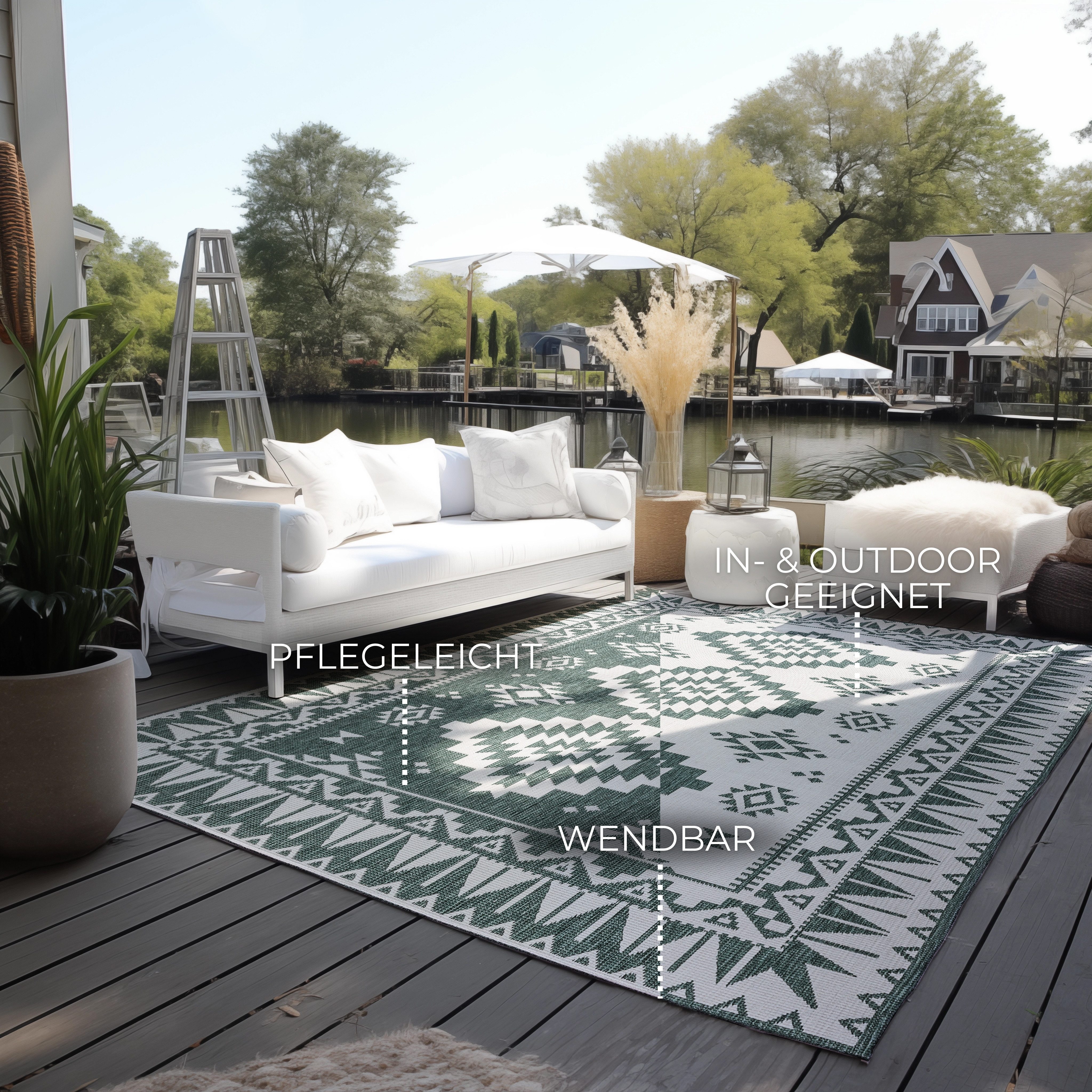 ELLE DECORATION Teppich Dynamic, Wendeteppich, rechteckig, Höhe: 5 mm, Flachgewebe, In-& Outdoor, Modern, wendbar, Balkon, Wohnzimmer, Außen