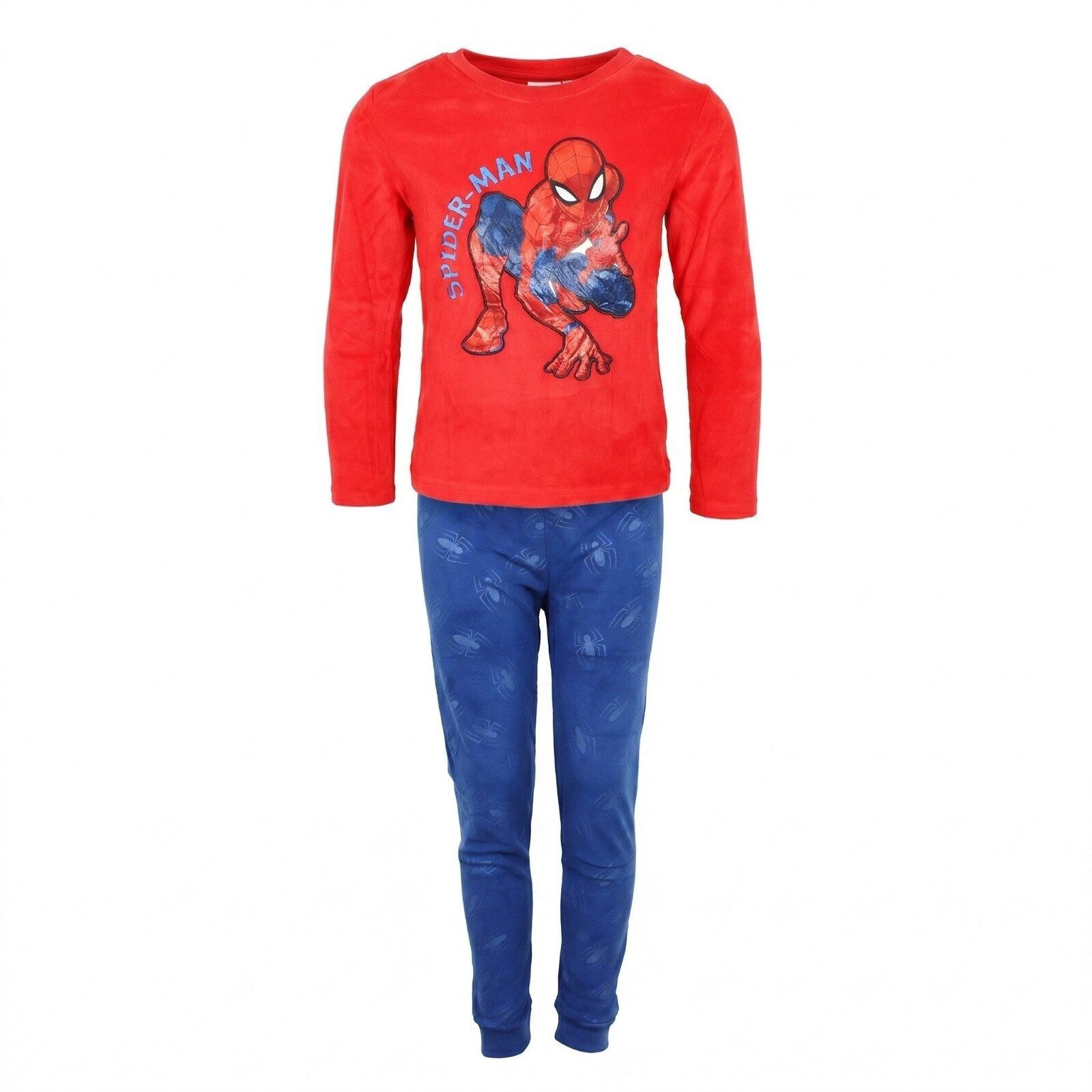 MARVEL Schlafanzug Marvel Spiderman Kinder Velour Schlafanzug Pyjama Shirt Hose Gr. 92-98