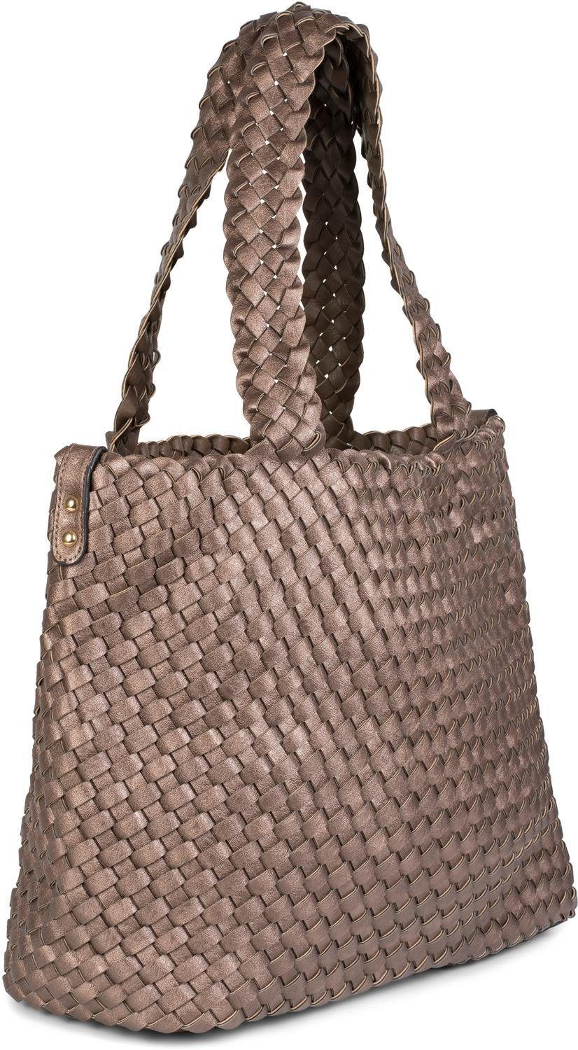 styleBREAKER Schultertasche Große XXL Wendetasche geflochten (2-tlg)
