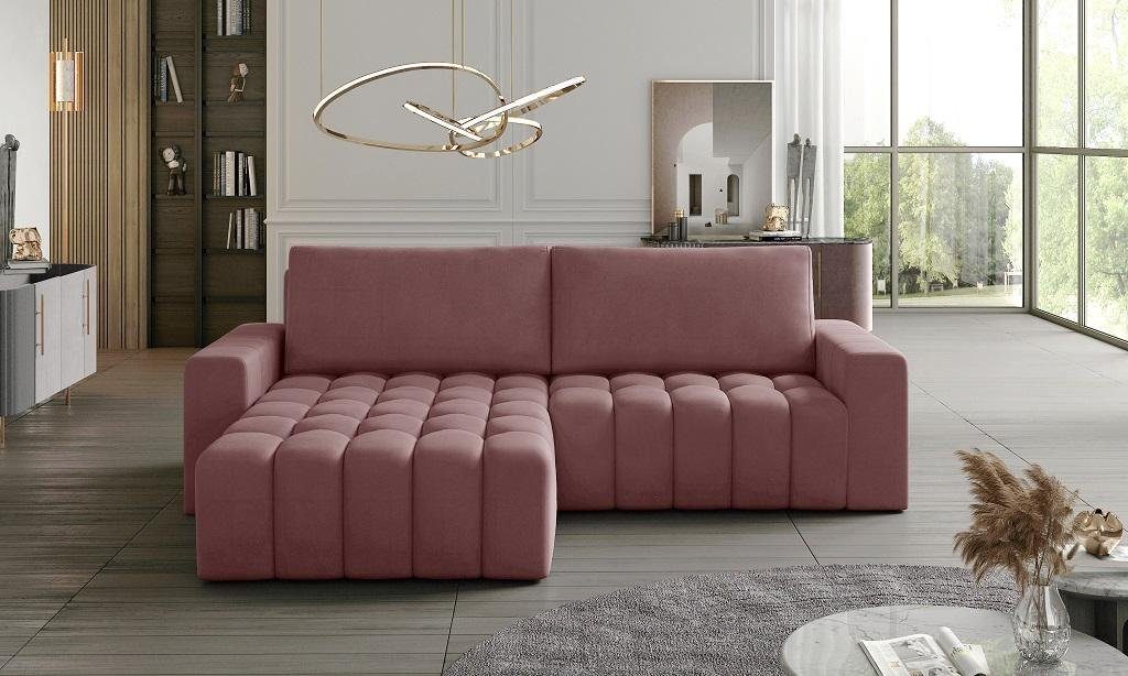 JVmoebel Ecksofa Ecksofa Europe Rosa Grau Textil, L Stoff Made Design Couch Couch in Polster Form