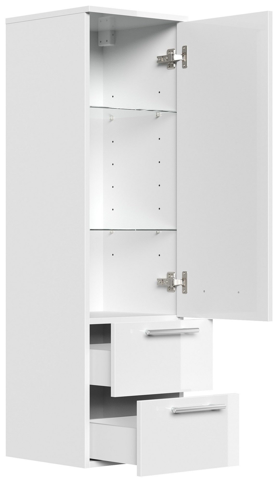 Posseik Hochschrank Badezimmer Hochschrank 120 cm Weiß Hochglanz