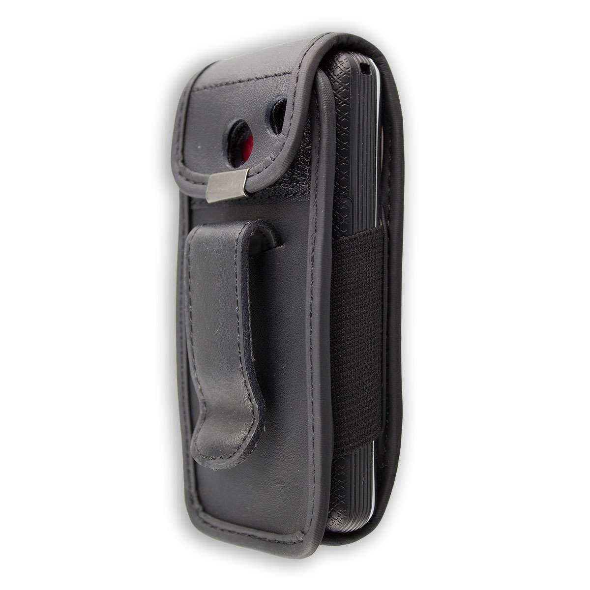 Handytasche Ledertasche für AEG Voxtel M250, mit Gürtelclip schwarz, Echtleder