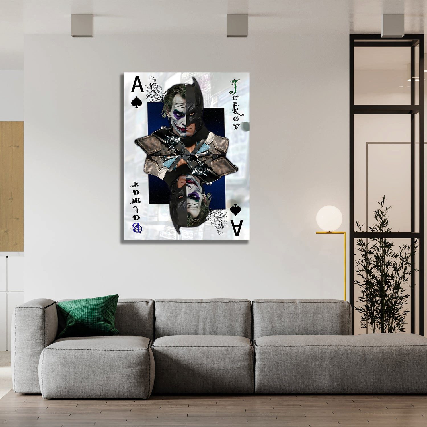 Artedinoi Leinwandbild Joker Karte Leinwandbild Wandbild Kunst XXL Dekoration