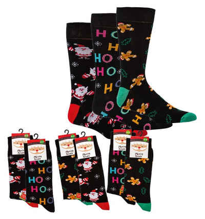 Socks 4 Fun Freizeitsocken Weihnachtssocken Weihnachten Nikolaus Advent Damen Herren (2 Paar)