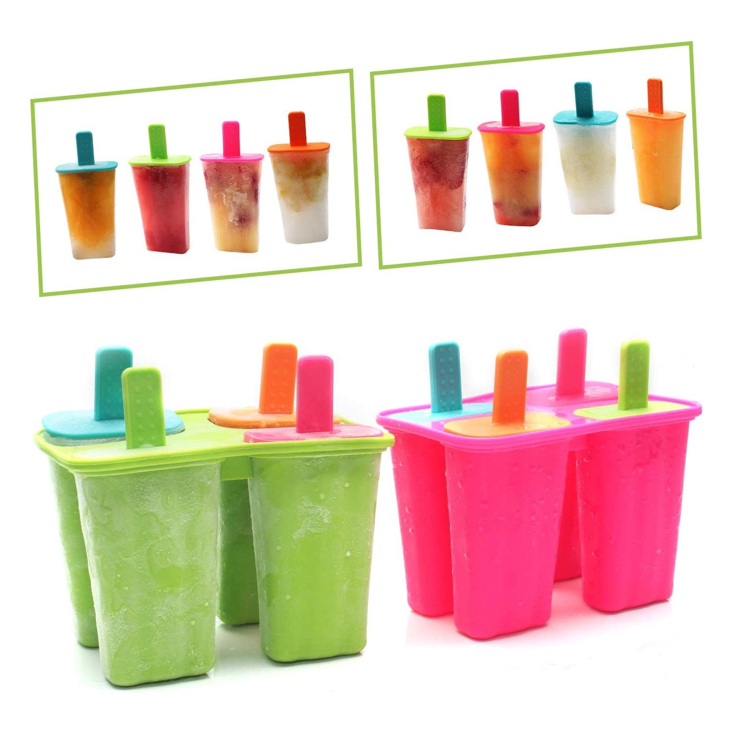 TUWENA Eisform Eisformen Silikon, Popsicle Formen Set, mit Sticks und Tropfschutz, (2-tlg)
