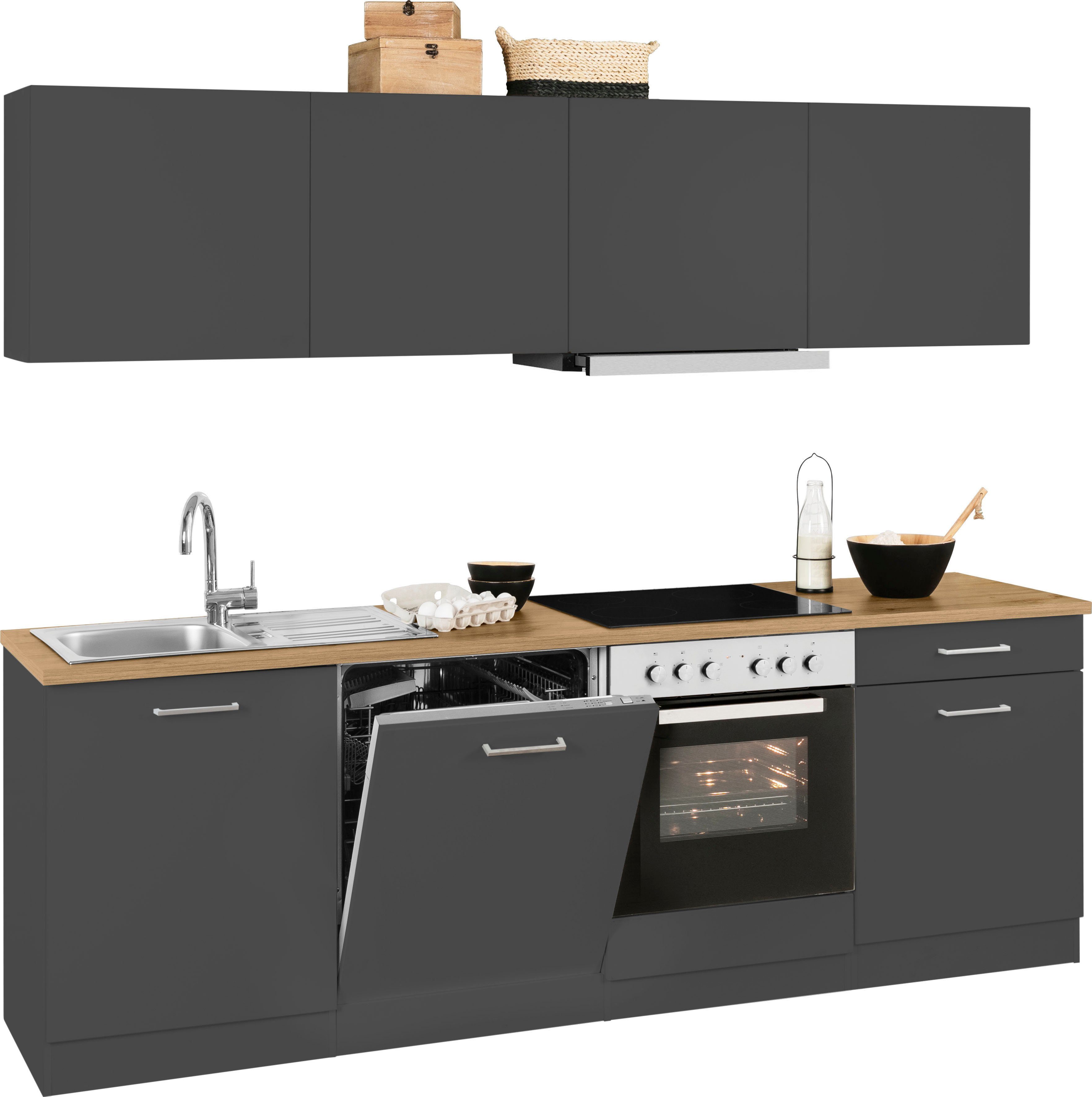 KOCHSTATION Küchenzeile KS-Kehl, mit E-Geräten, Breite 240 cm, inkl. Geschirrspülmaschine