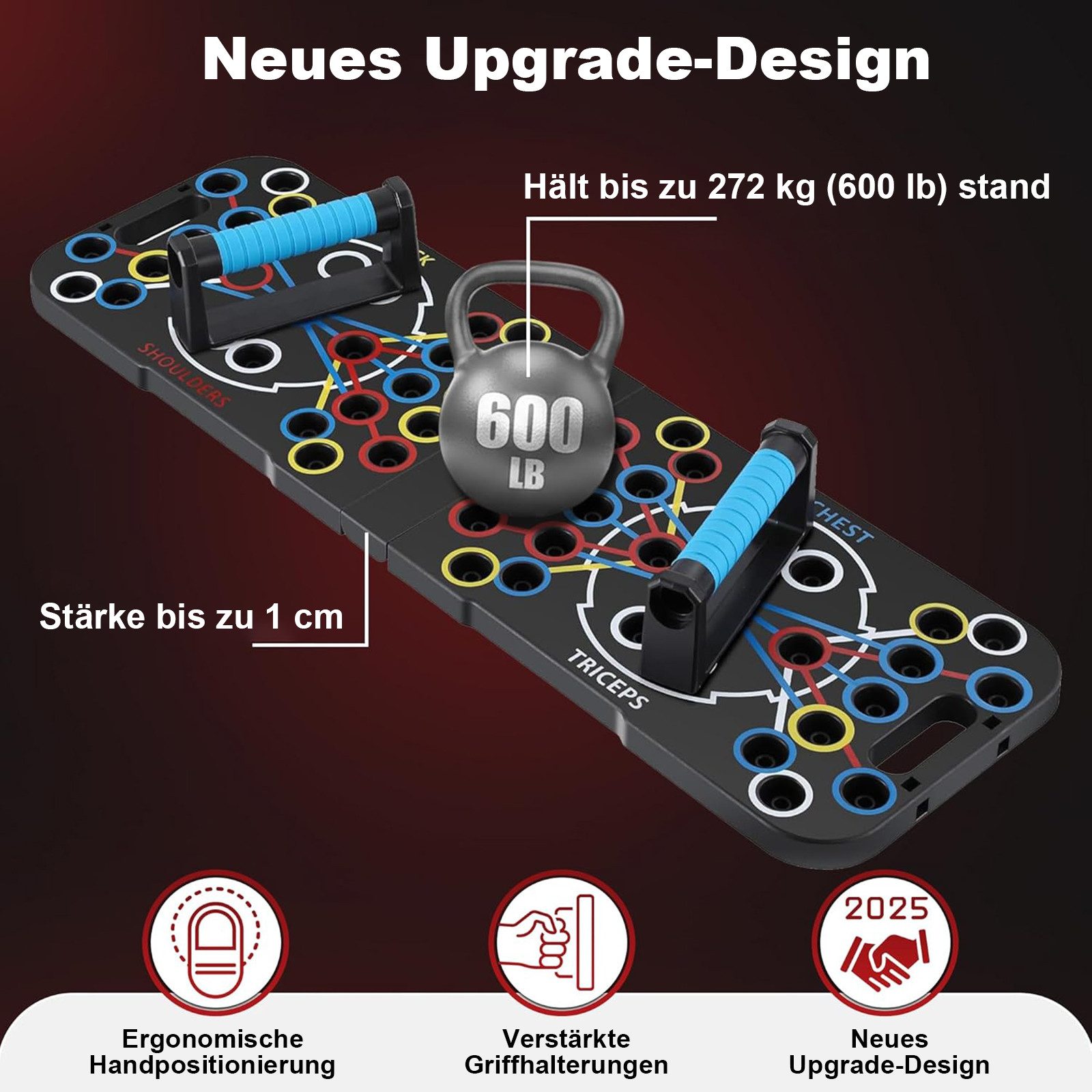 SURFOU Liegestützgriffe 27 in 1 Trainingsboard Set mit Liegestützgriffen & Widerstandsbändern, Faltbares Calisthenics Equipment für Ganzkörpertraining mit Guide