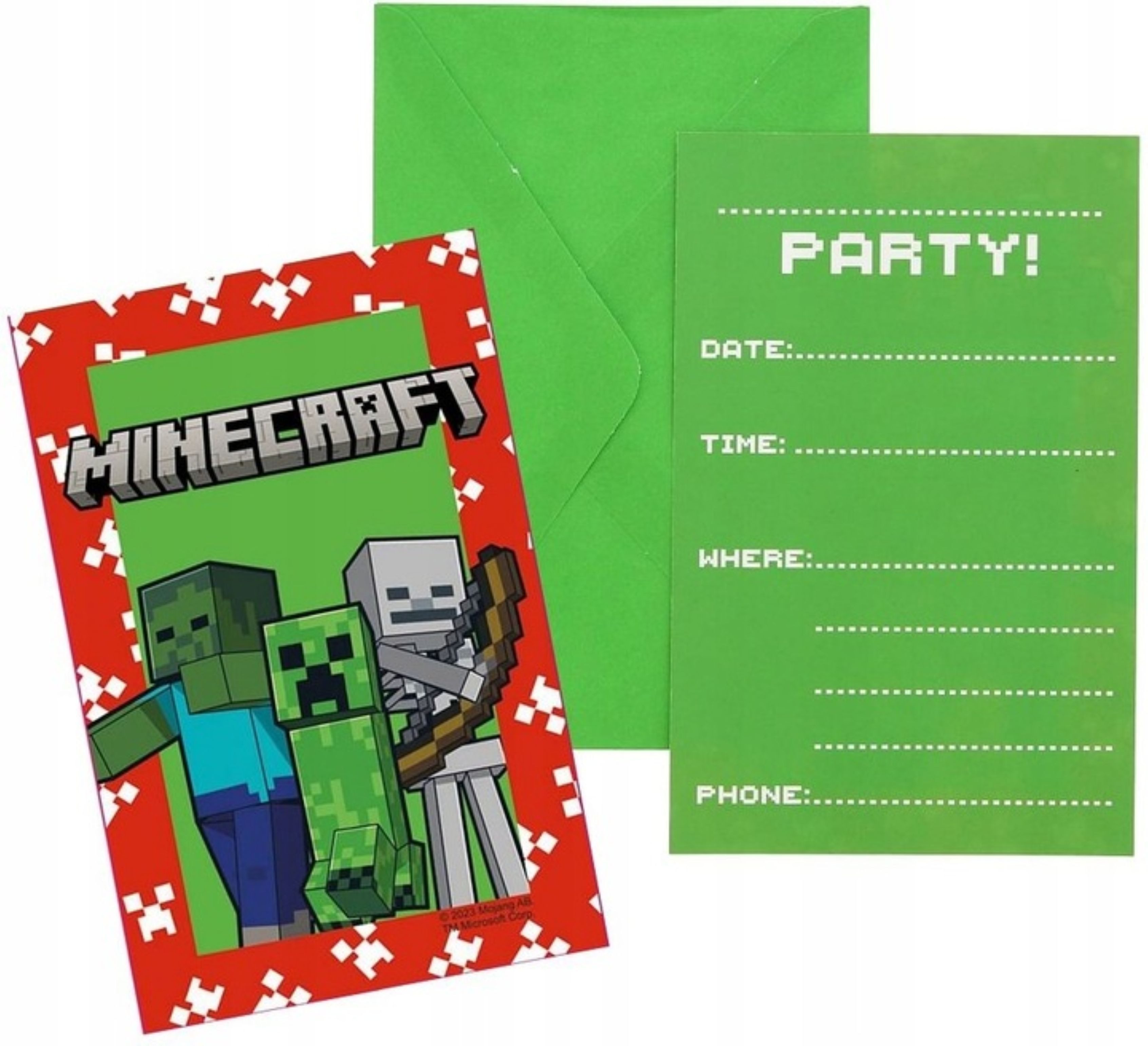 Festivalartikel Einladungskarten Minecraft Einladungskarten mit Umschlägen 6 Stück Kindergeburtstag