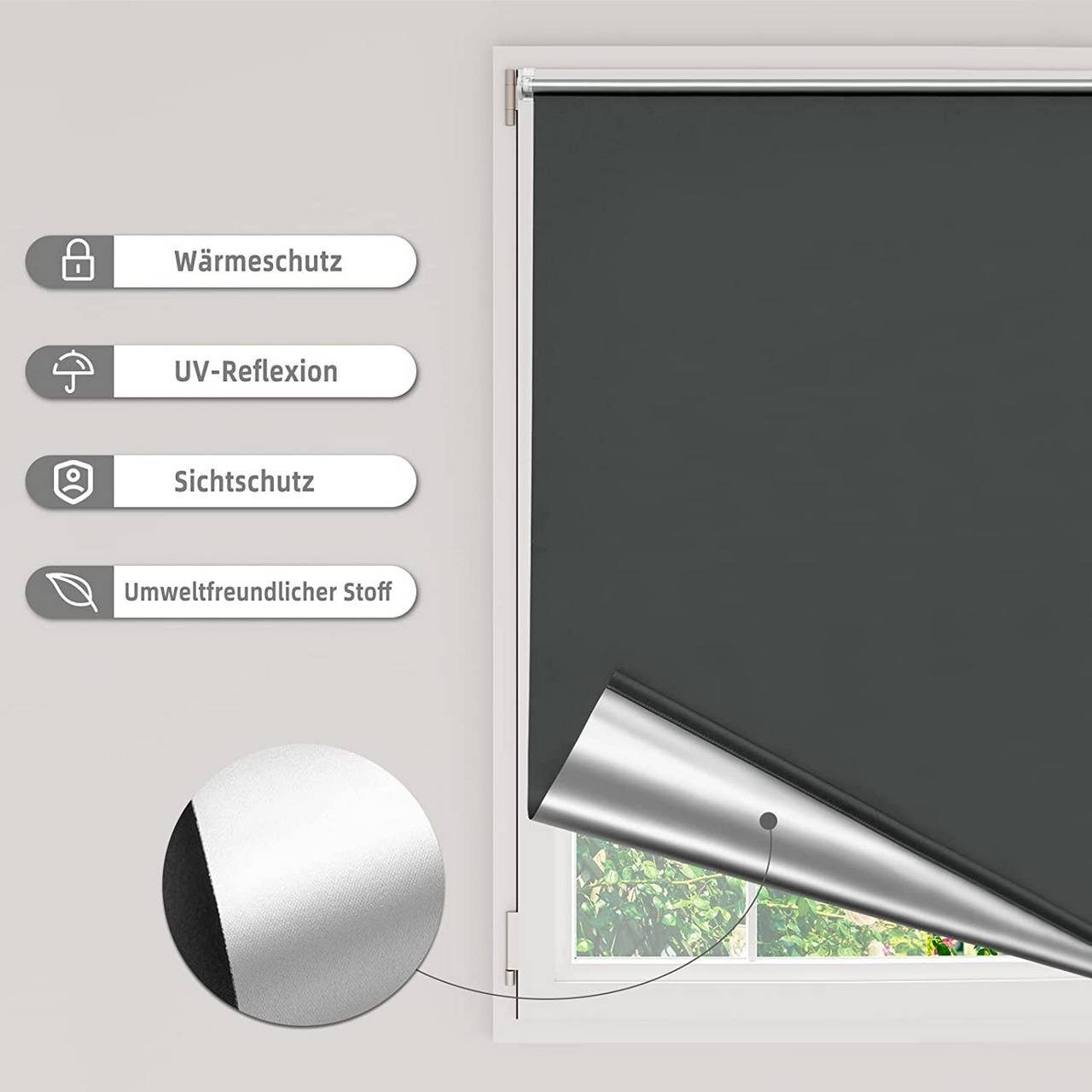 Verdunklungsrollo, Woltu, verdunkelnd, verspannt, Klemmfix, ohne günstig online kaufen