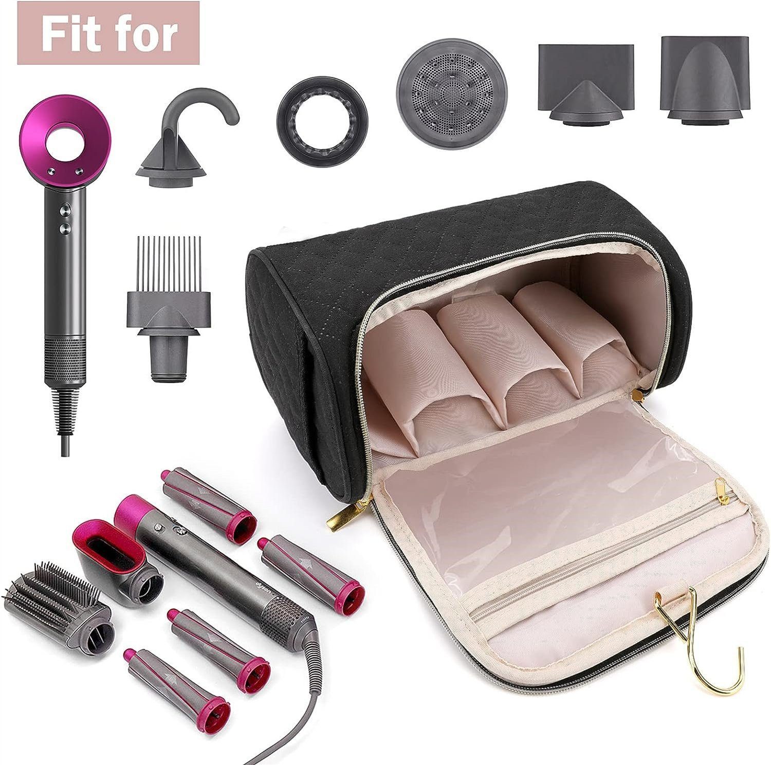 feinlux Aufbewahrungstasche Dyson Haartrockner Aufbewahrungstasche (Packung, Multifunktionale Lockenstab-Reisetasche), Aufbewahrungstasche kompatibel mit Dyson  – Bild 3 von 5