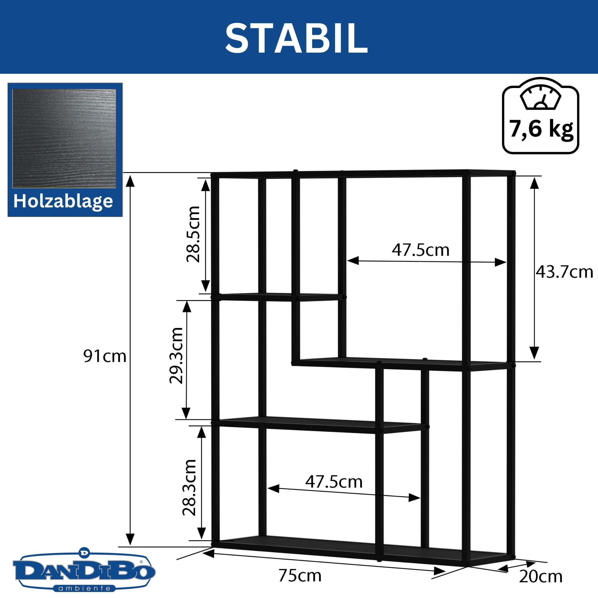 DanDiBo Wandregal Schwarz Metall 90x75x20 cm günstig online kaufen