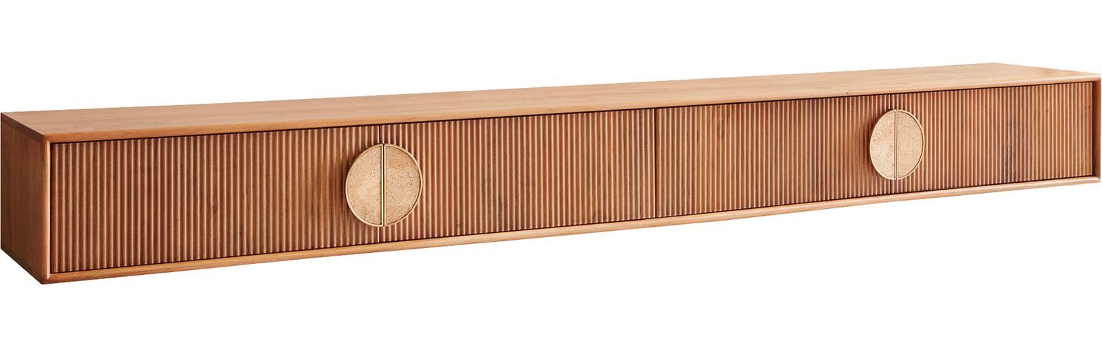 DELIFE Lowboard Surimu, Akazie Hellbraun 240 cm 4 Türen Kork-Griff schwebend Lowboard