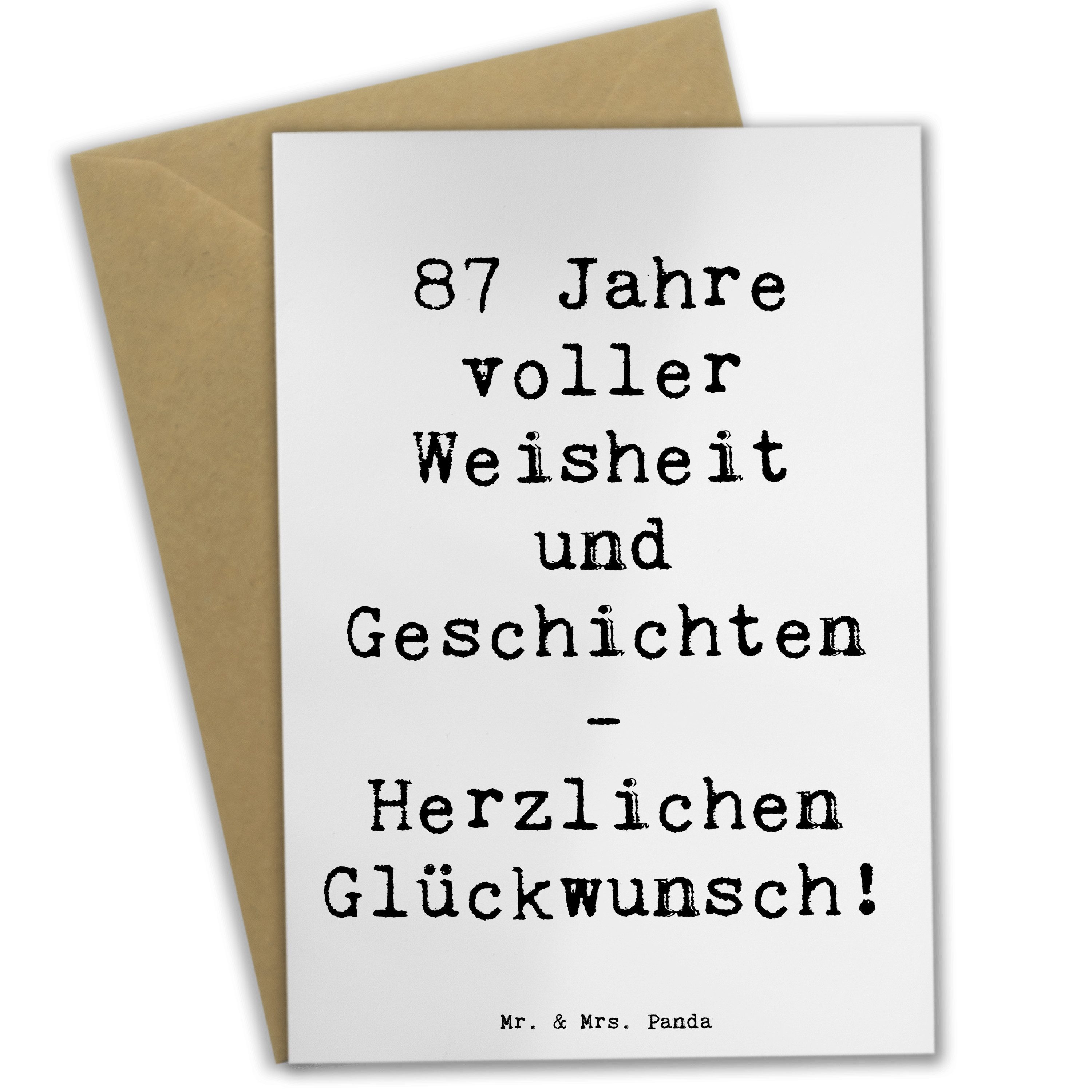 Grußkarte Spruch 87. Geburtstag Weisheit - Weiß - Geschenk, Liebe, Hochzeitskar