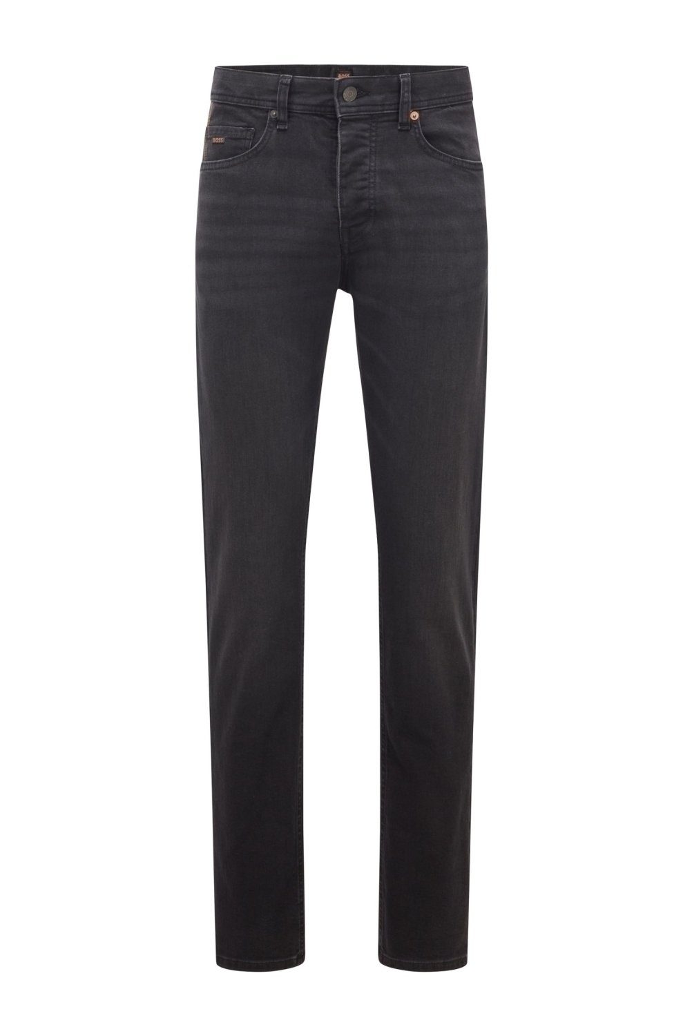 BOSS 5-Pocket-Jeans Tapered-Fit Jeans aus grauem Super-Stretch-Denim