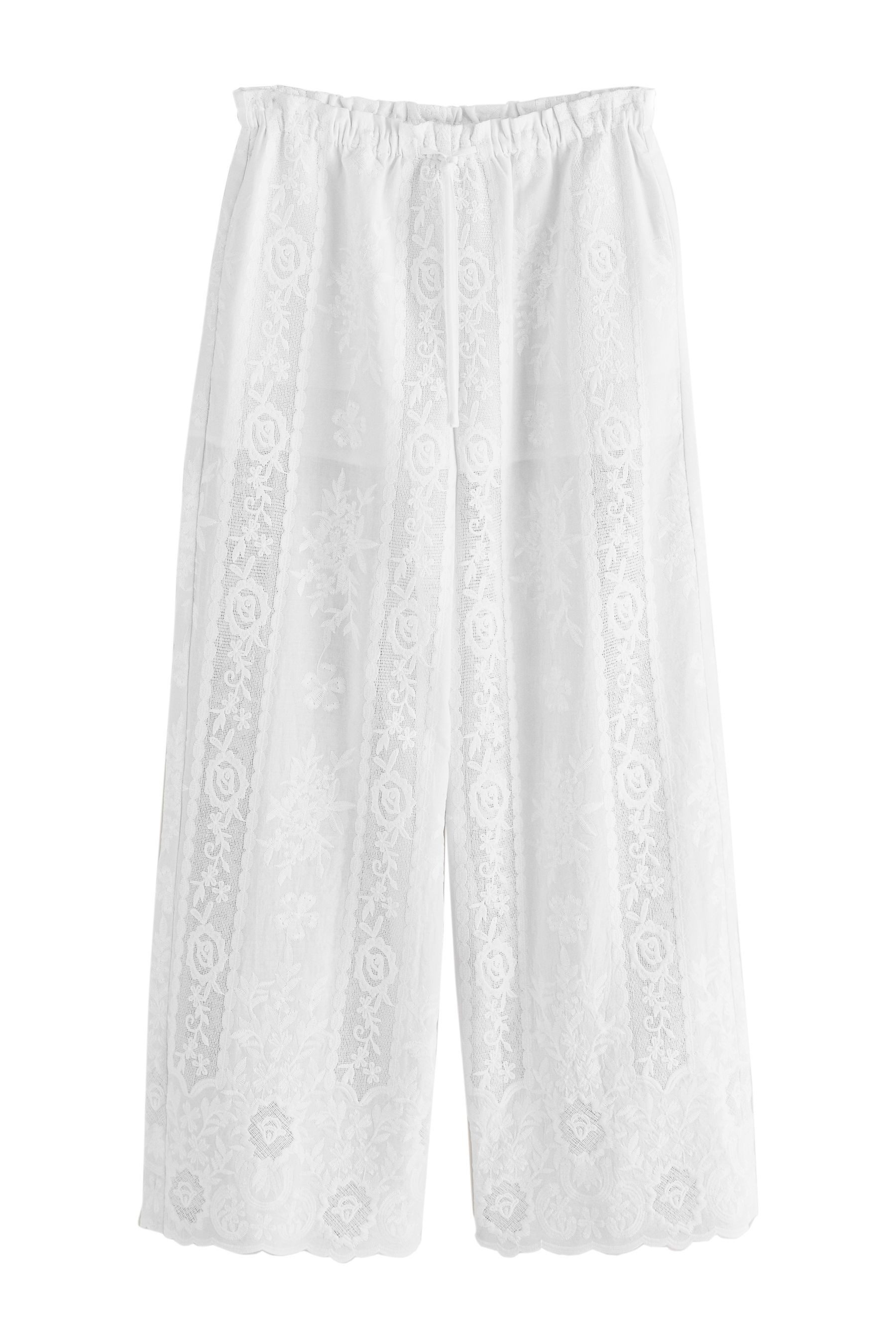 Next Palazzohose Bestickte Hose mit weitem Bein und Spitze (1-tlg)