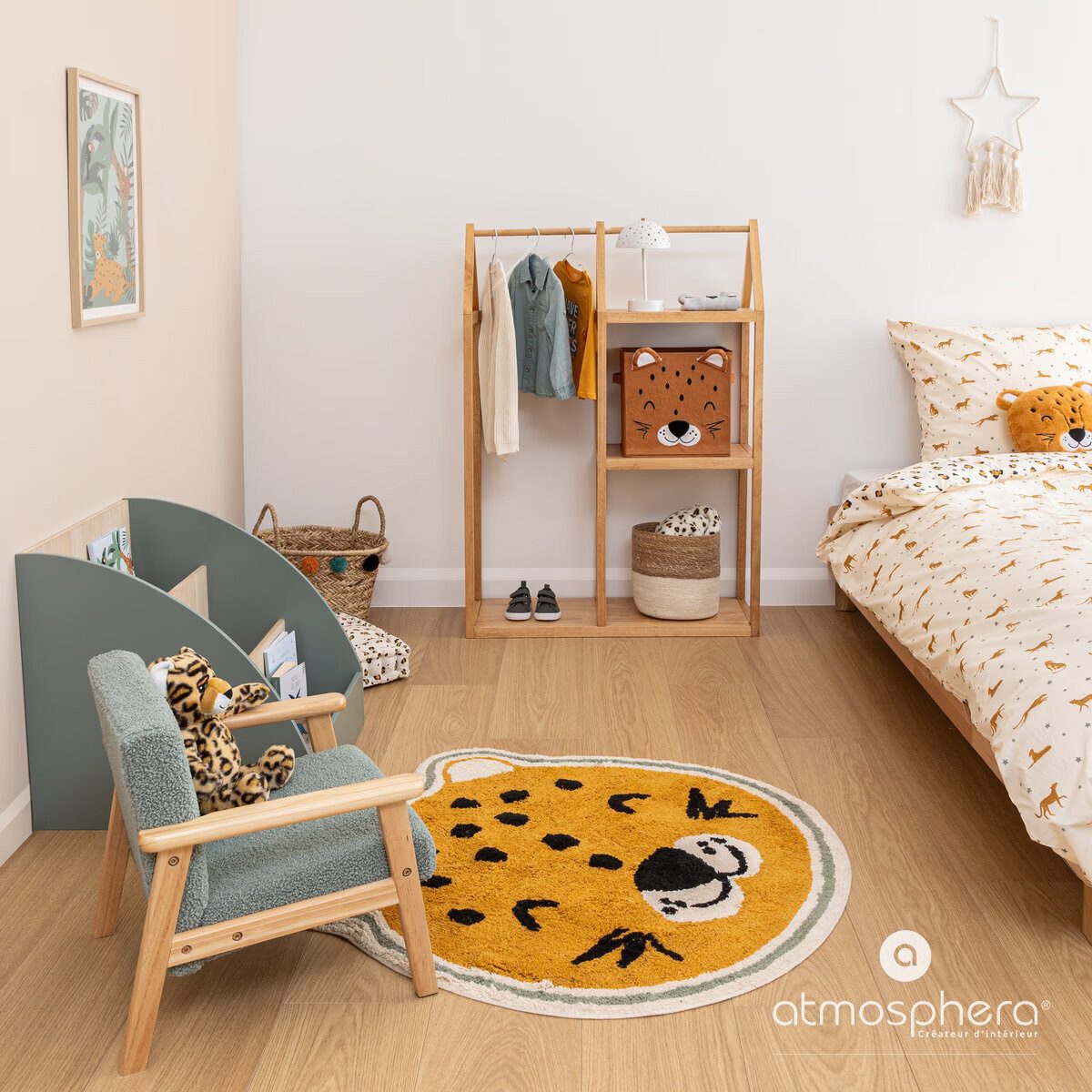 Atmosphera Créateur d'intérieur Kinderteppich Kinderteppich LEOPARD, Ø 90 cm, Höhe: 10 mm