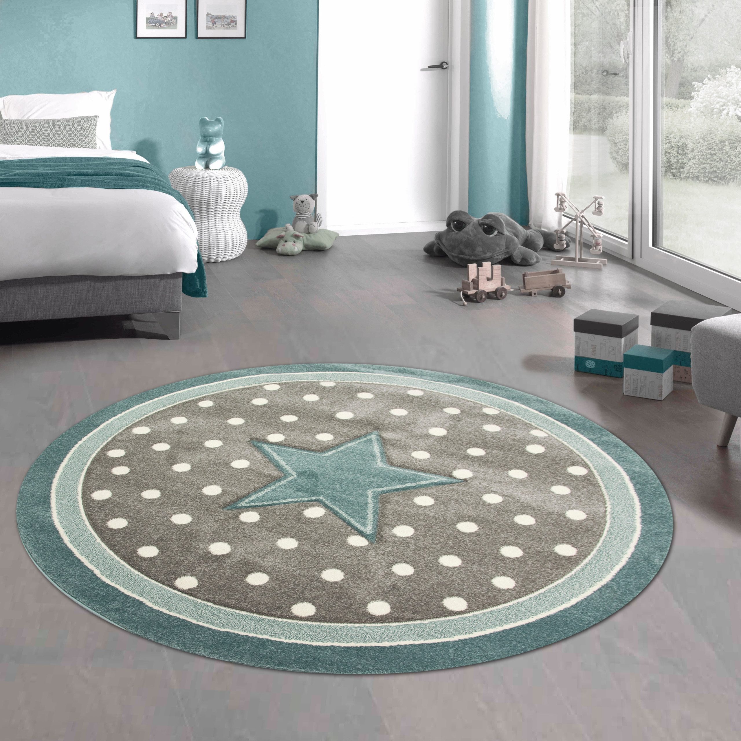 Carpetia Kinderteppich Verspieltes 3D-Motivdesign, rund, Höhe: 13 mm, pflegeleicht, strapazierfähig, handgearbeiteter Konturenschnitt