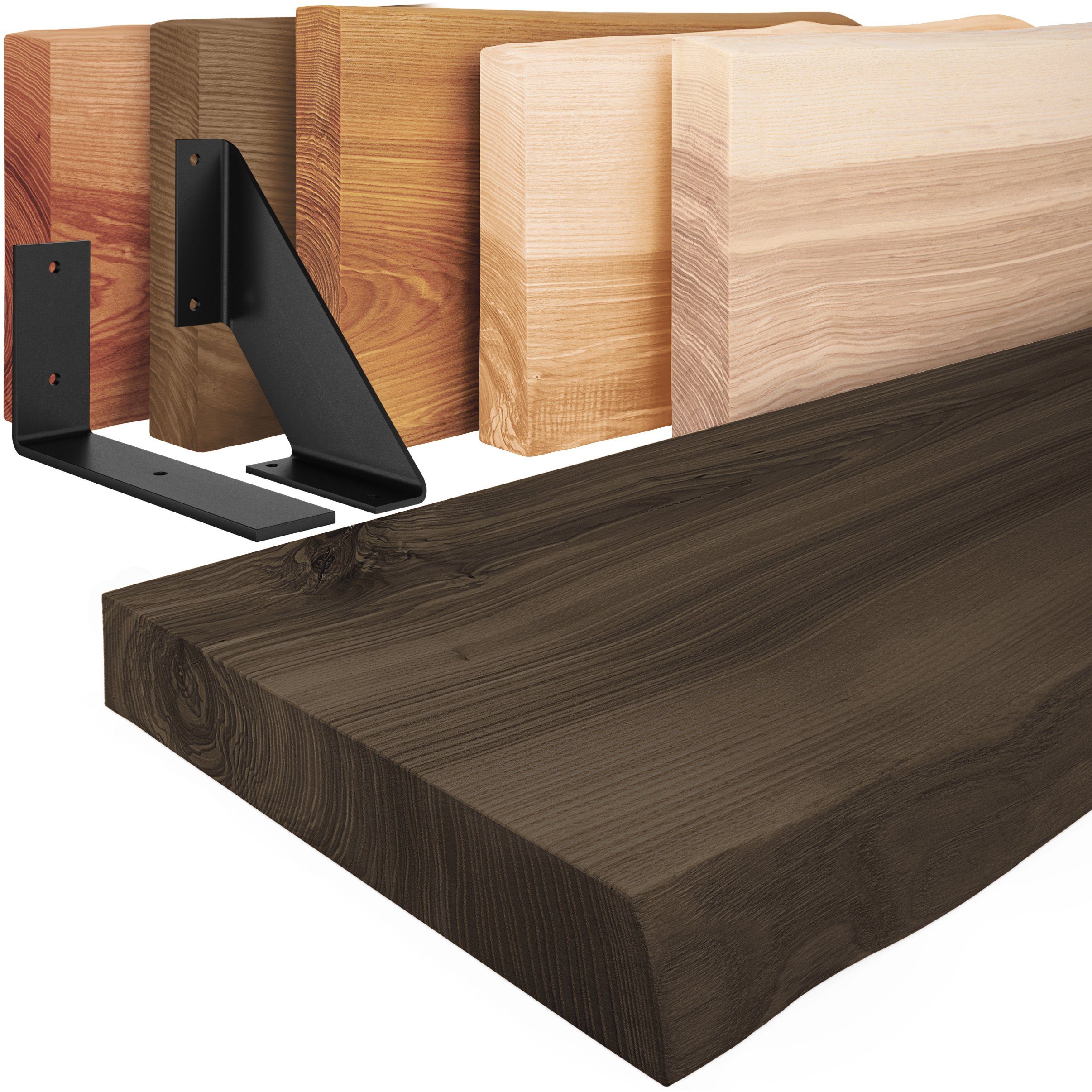 LAMO Manufaktur Wandregal Holz Baumkante Regal günstig online kaufen