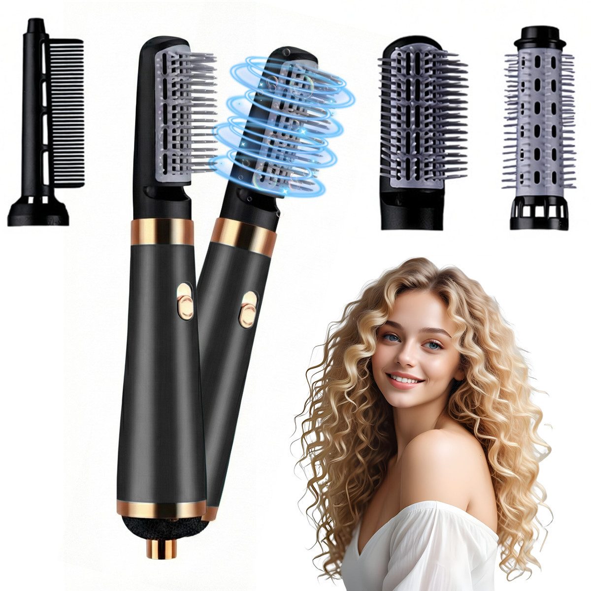 MOPUEA Lockenstab 3in1 Multifunktions Haartrockne 3-Gang-Modus Stummschaltung Haarpflege, 3 Temperaturstufen,pflegt und nährt das Haar,angenehme Kopfhautmassage