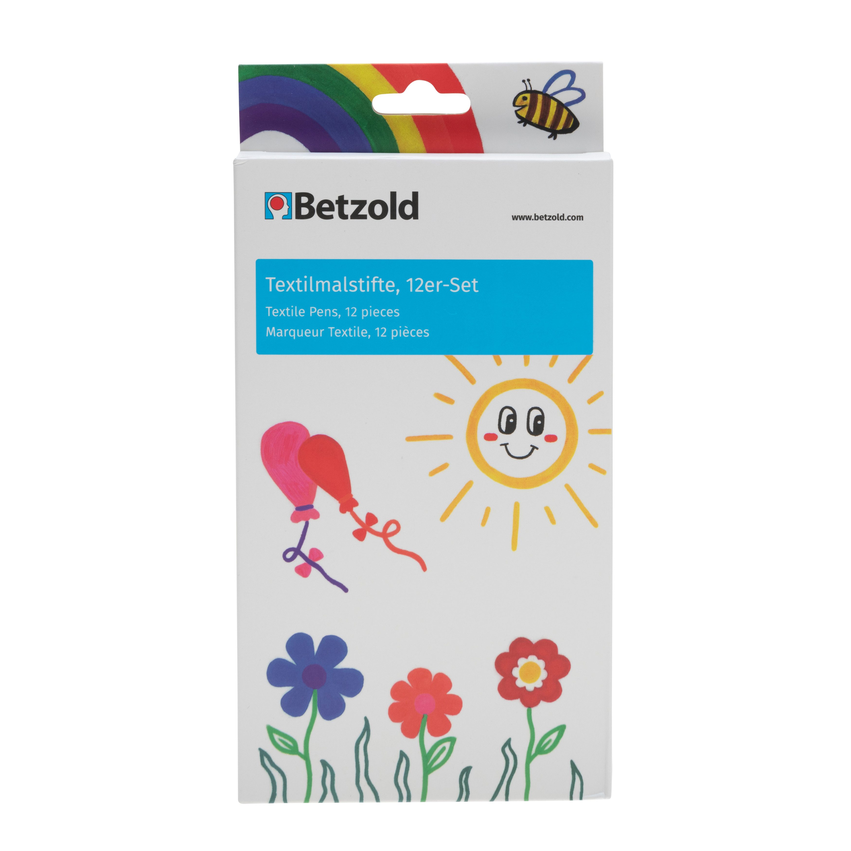 Betzold Textilmarker Stoffmalstifte 12er Set - Textilstifte zum Bemalen von Stoff
