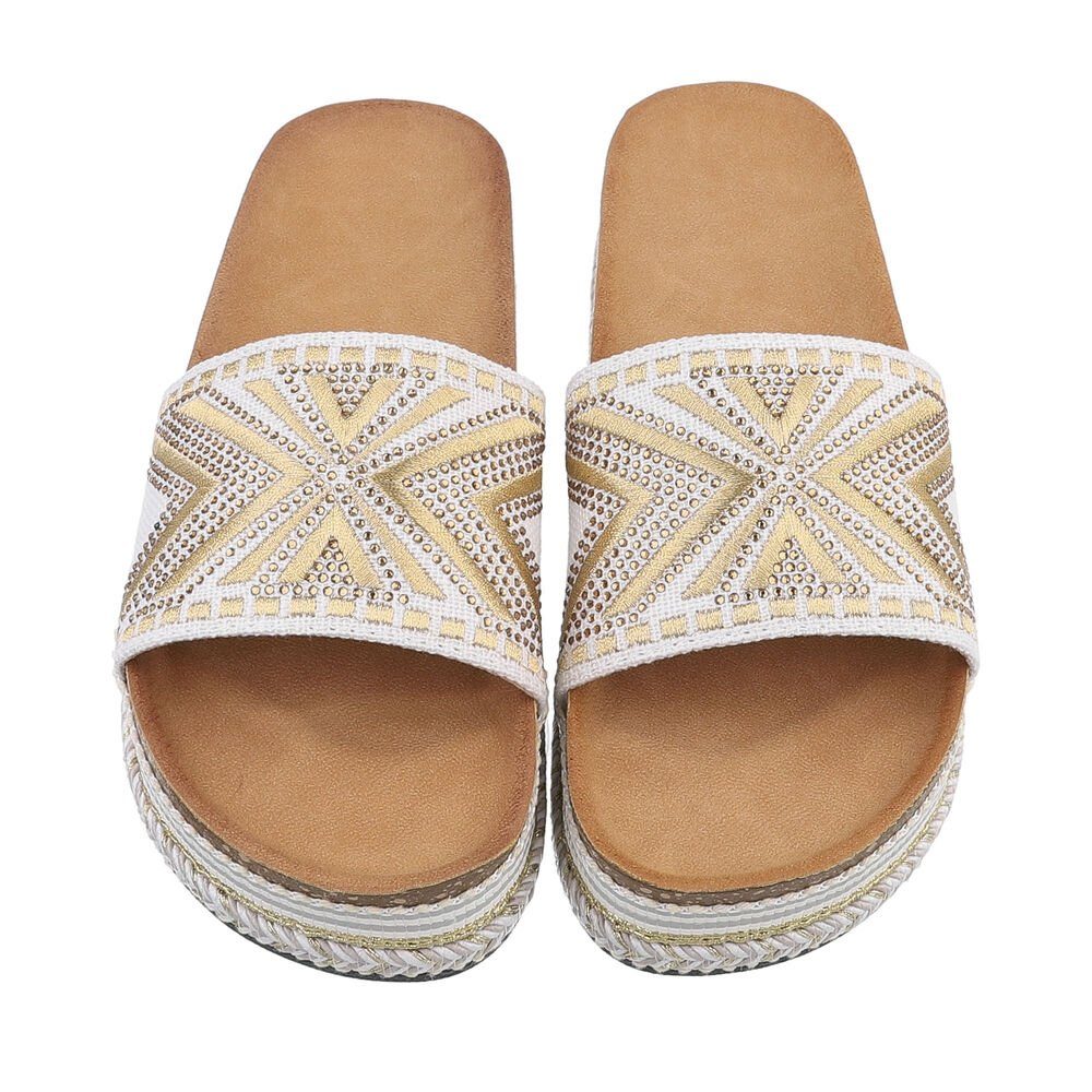 Ital-Design Bequeme Sommersandalen für stilbewusste Frauen Plateausandaletten (85698120) Flach Pantoletten in Weiß