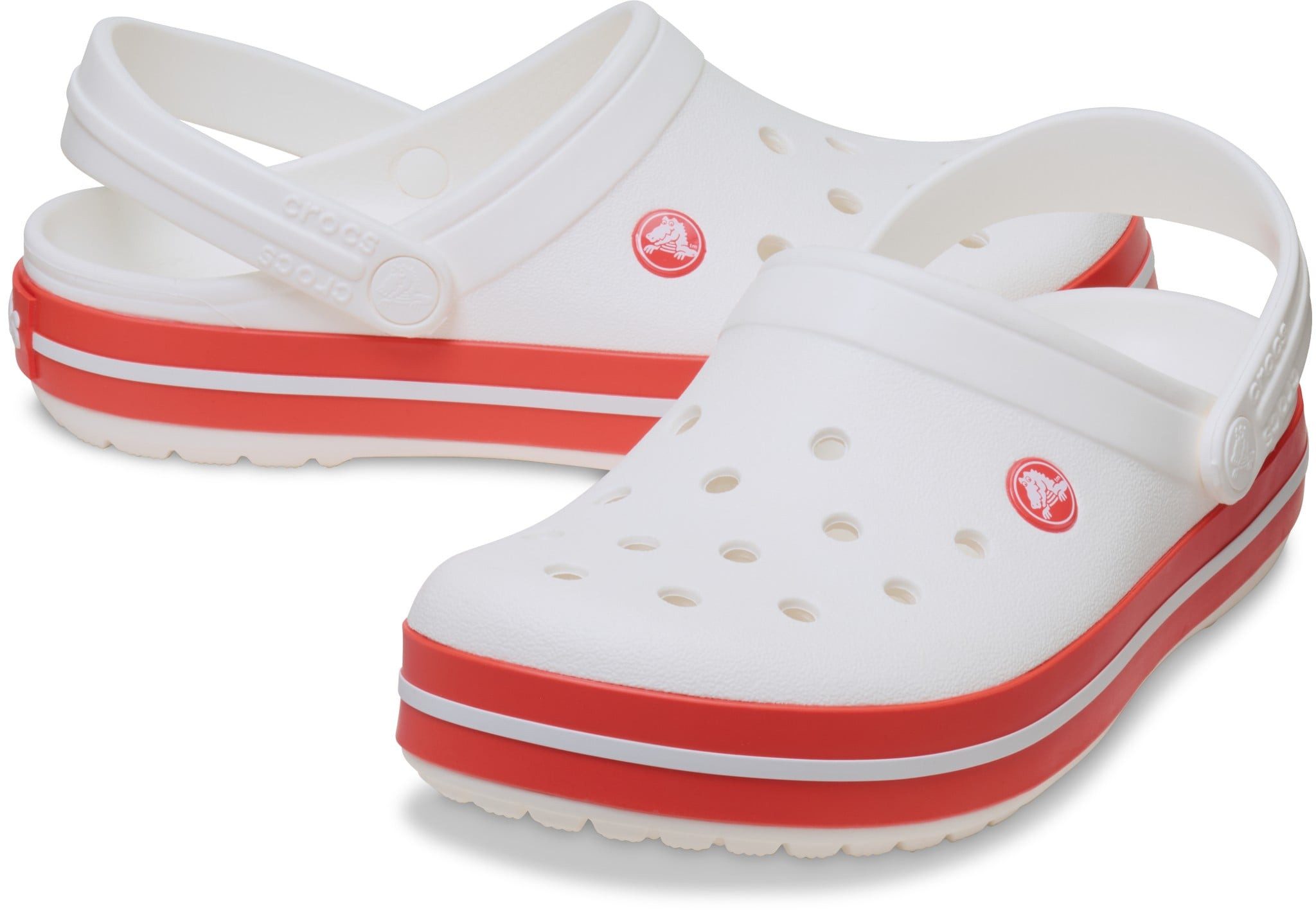 Crocs Sandale Crocband Clog weiss/rot Badeschuh – Bild 5 von 5
